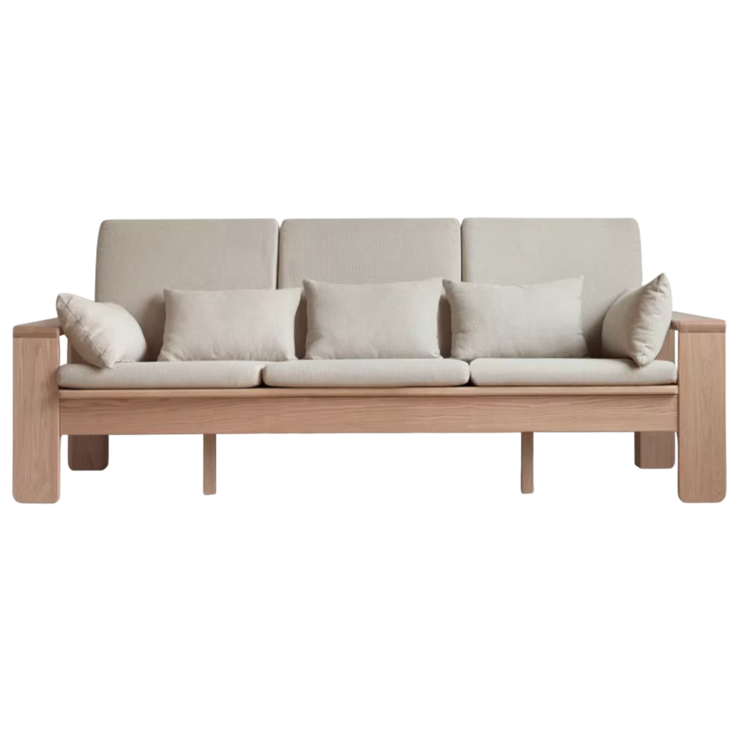 Oak, Ash Solid Wood Modern Nordic Fabric Sofa.