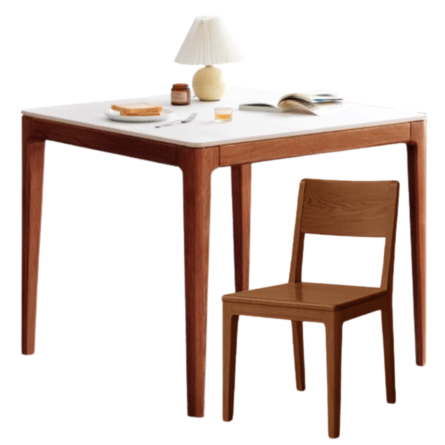 Oak Solid Wood, Solid Rubberwood Square Slate Dining Table