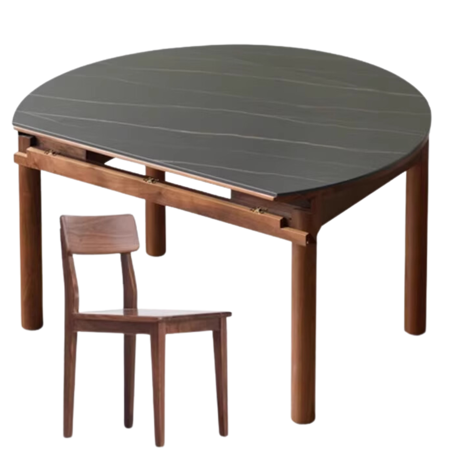 Black Walnut, Ash, Oak Solid Wood Folding Round Dining Table