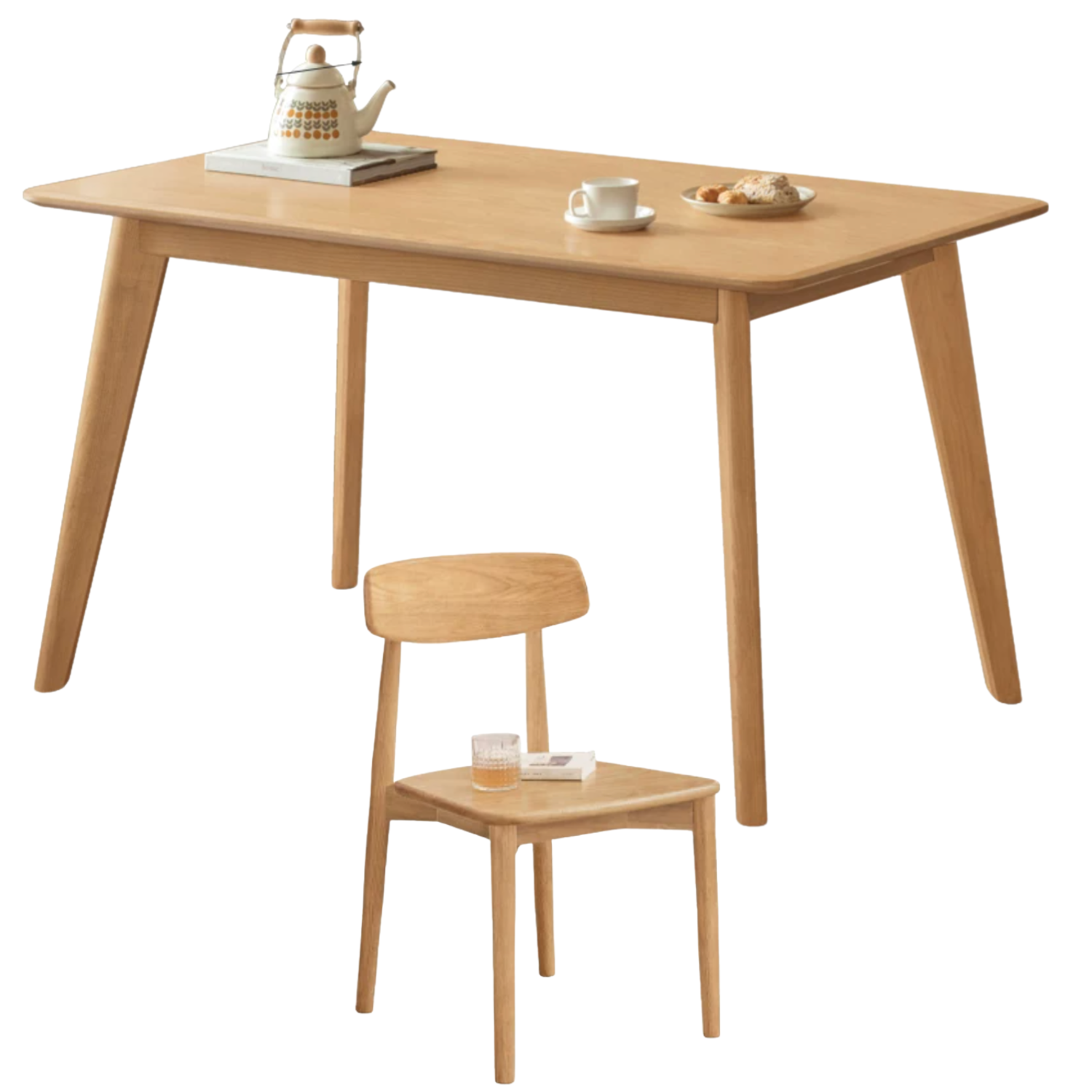 Oak, Rubberwood, Ash Solid Wood Nordic Dining Table