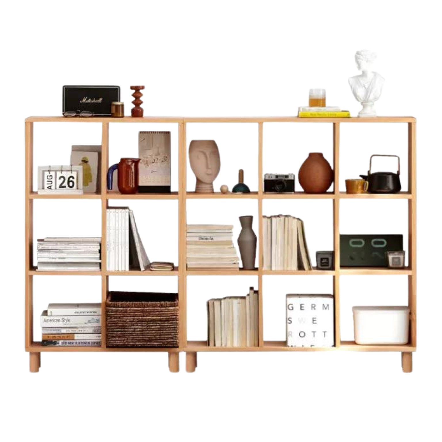 Beech, Oak Solid Wood Bookshelf Bookcase Free Combination