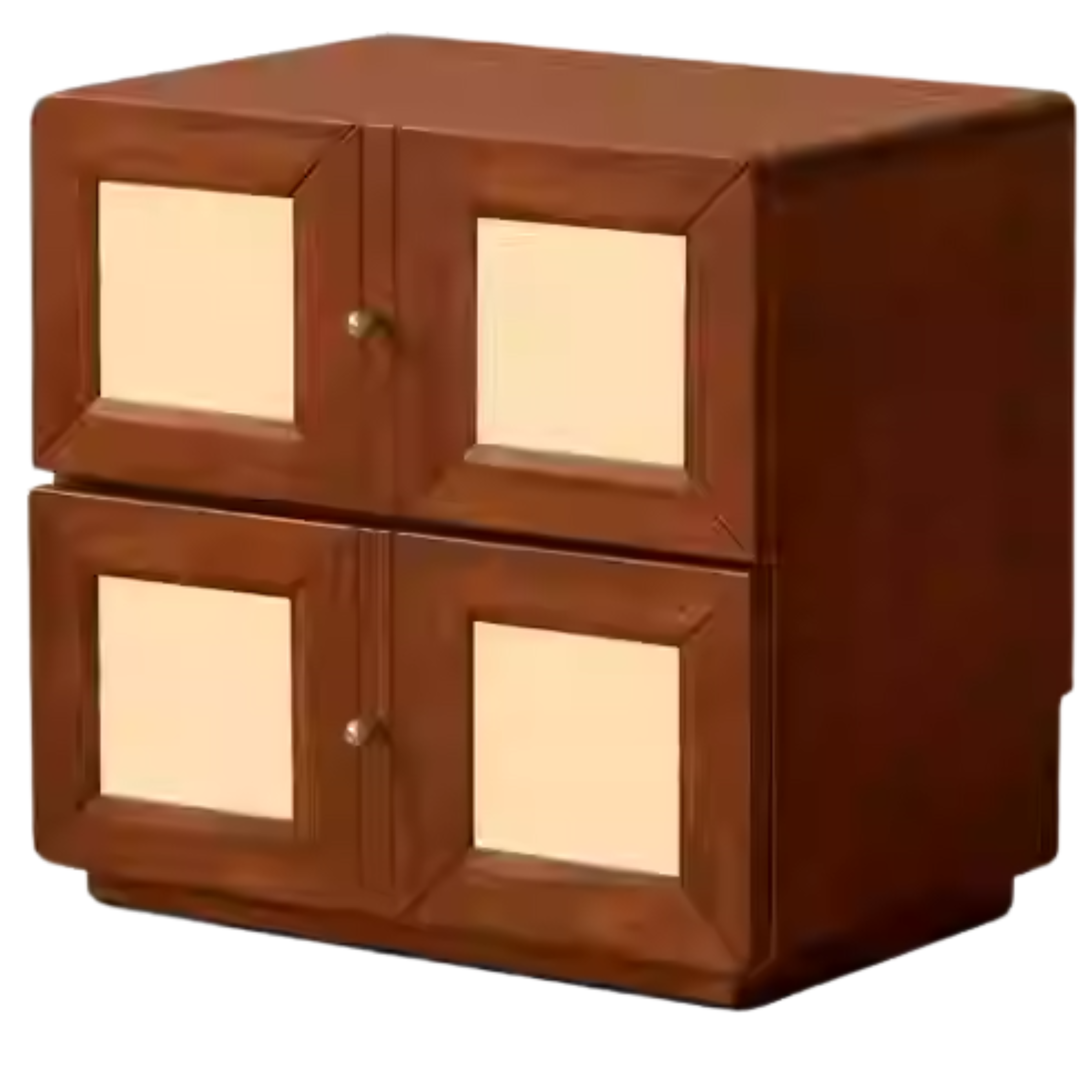 Solid Rubberwood, Poplar Solid Wood Middle-Aged Style Nightstand.