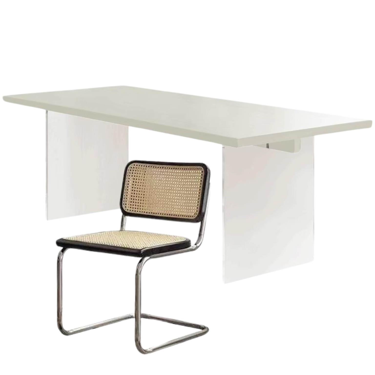 Solid Rubberwood Suspended Dining Table With Slate Top