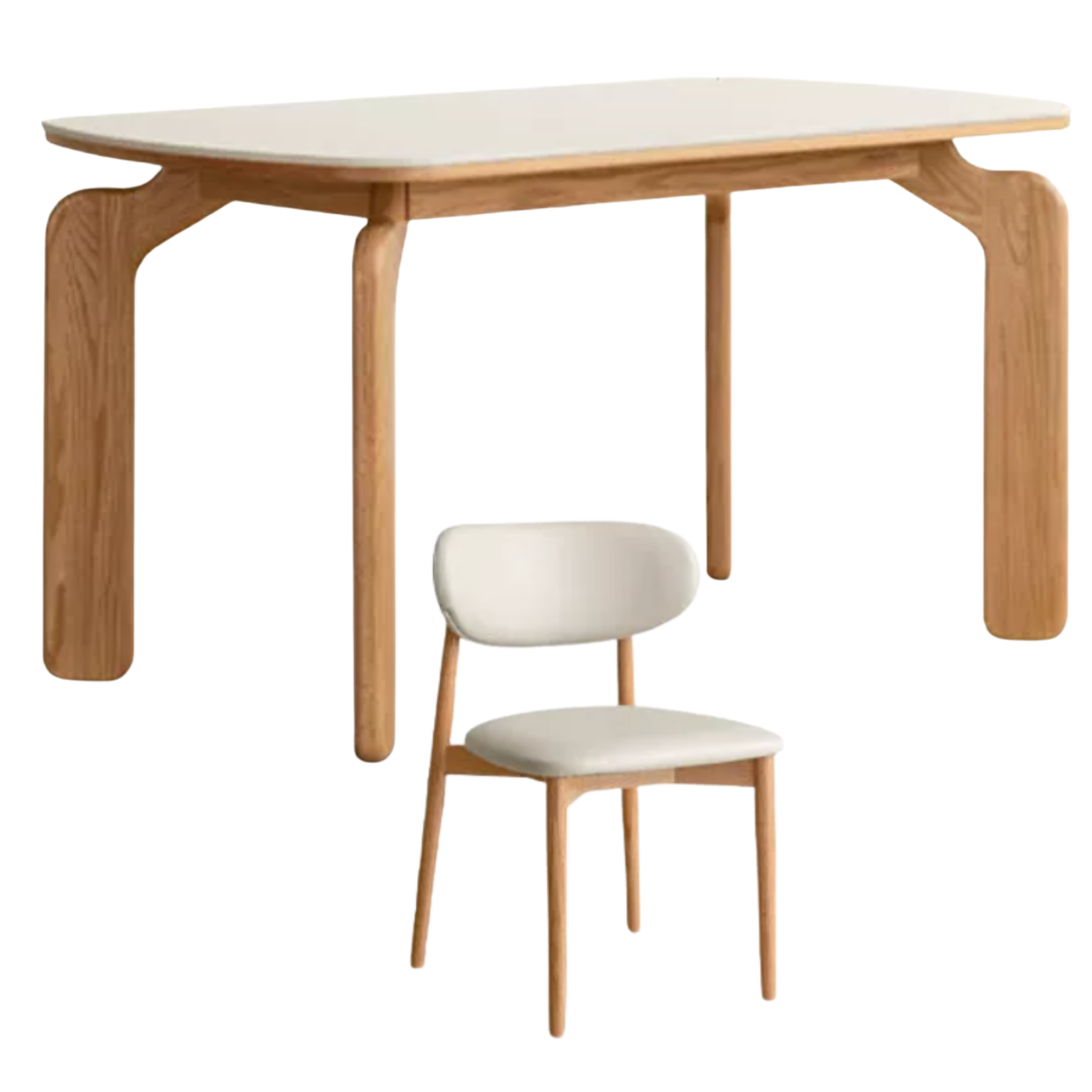 Oak Solid Wood Modern Rock Plate Dining Table