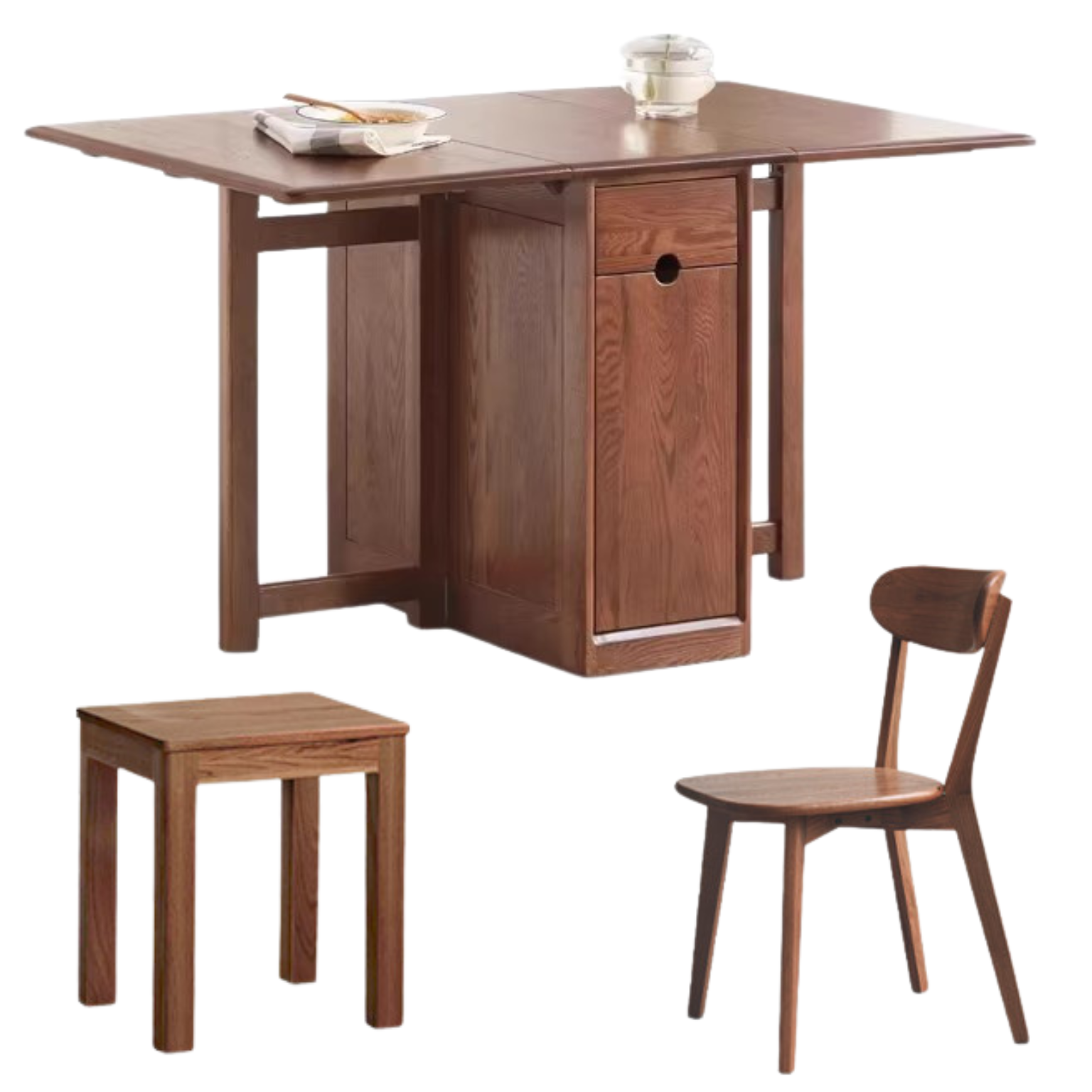 Ash, Oak Solid Wood Folding Dining Table