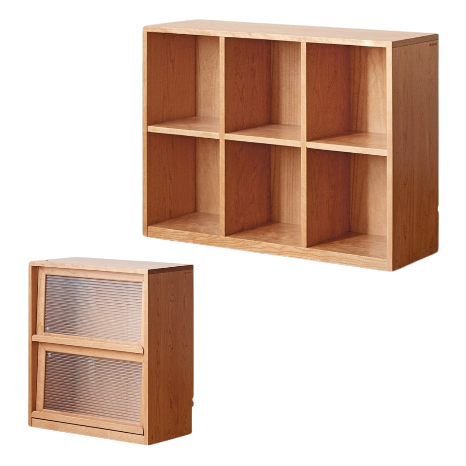 Cherry Solid Wood Vintage Floor Storage Bookcase