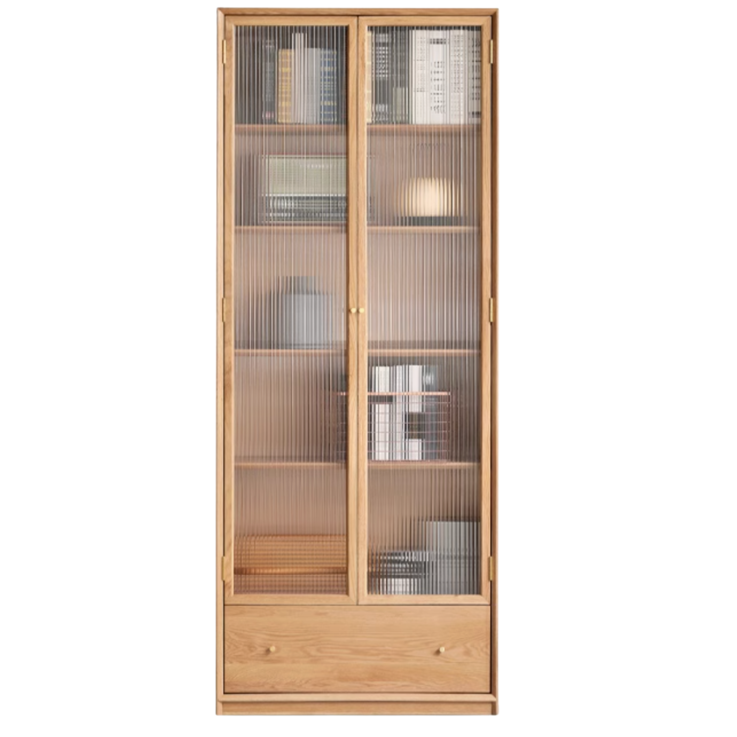 Oak, Ash Solid Wood Modular Bookcase with Glass Doors