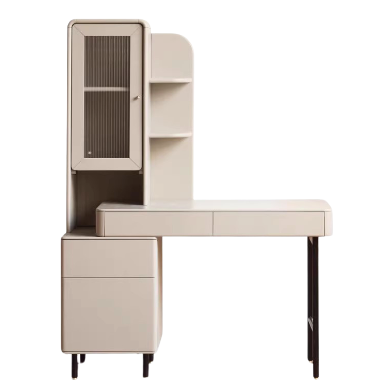 Poplar Solid Wood Telescopic Desk with Bookcase Light Luxury