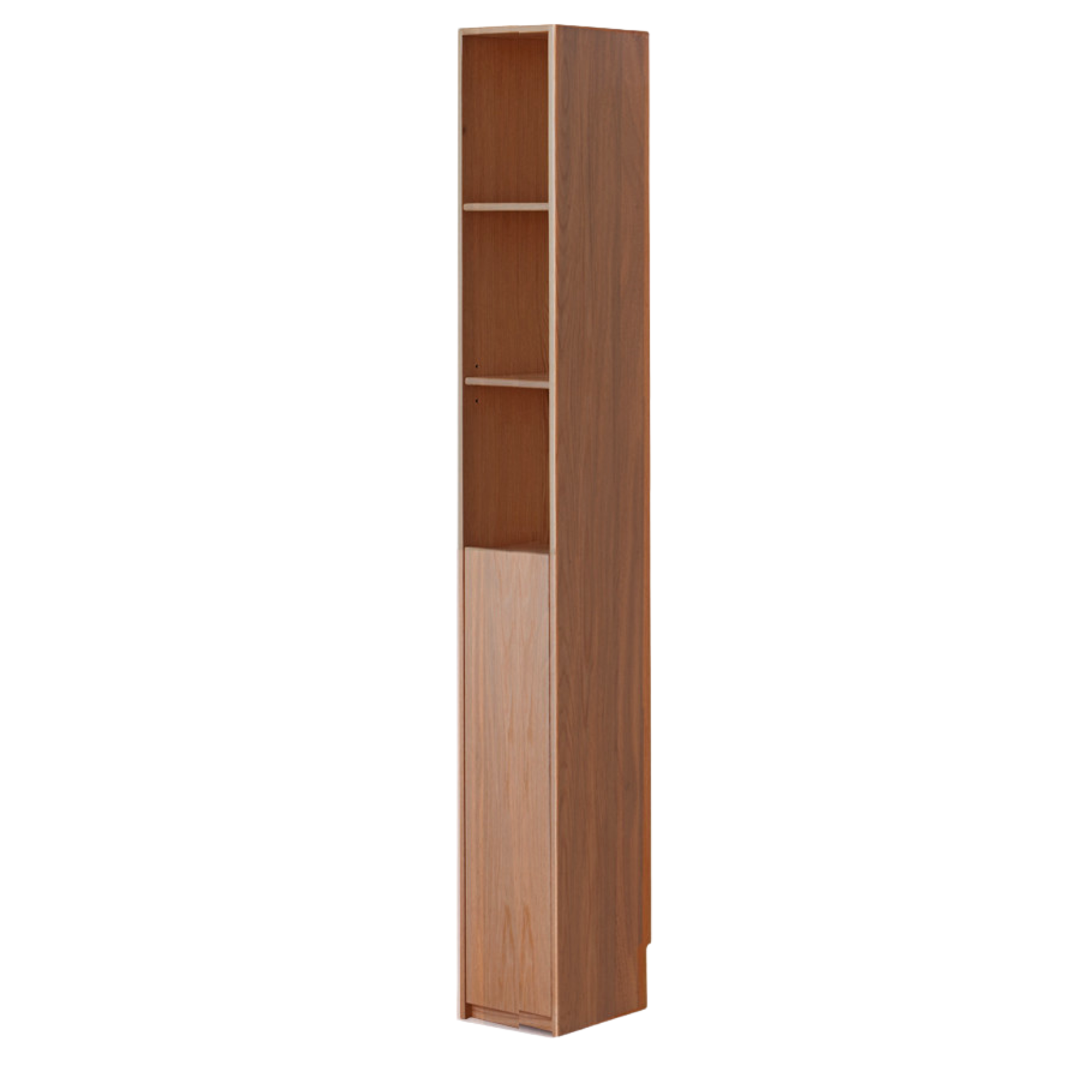 Oak, Rubber Solid Wood Ultra Narrow Bookcase