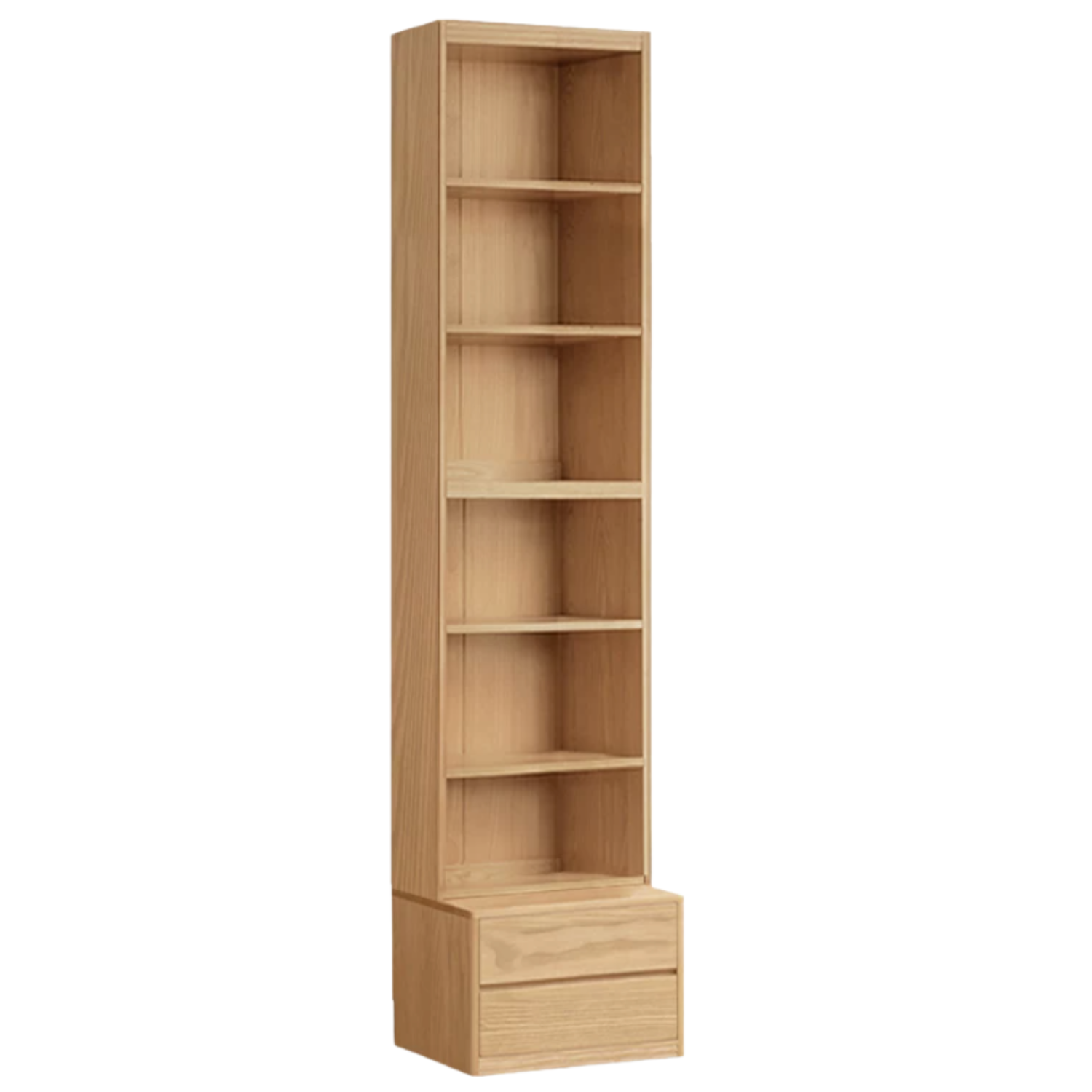 Ash Solid Wood Wall-Mounted Bookcase with Integrated Study Shelf