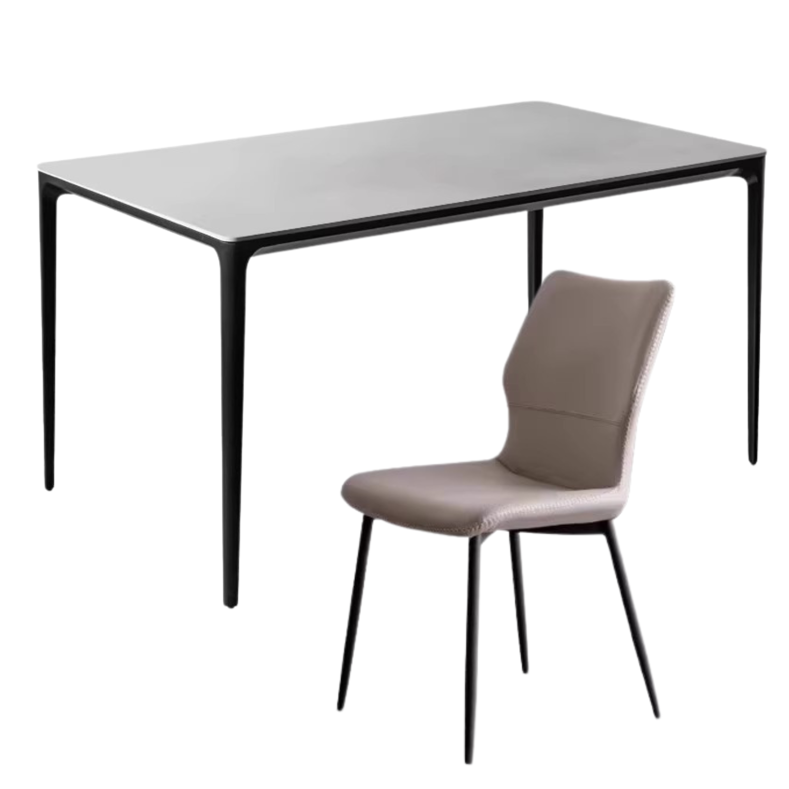 Rock Slab+Metal Italian Light Luxury Black Dining Table