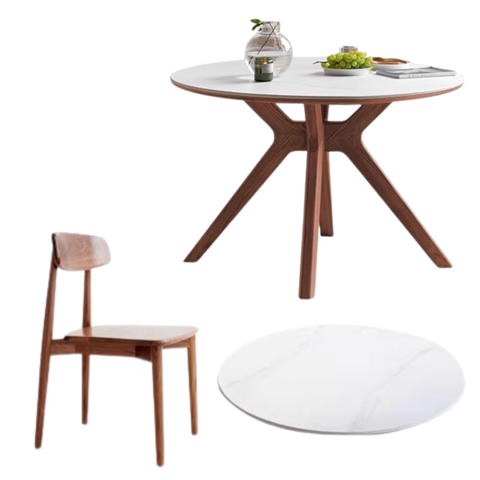 Black Walnut Solid Wood Round Dining Table
