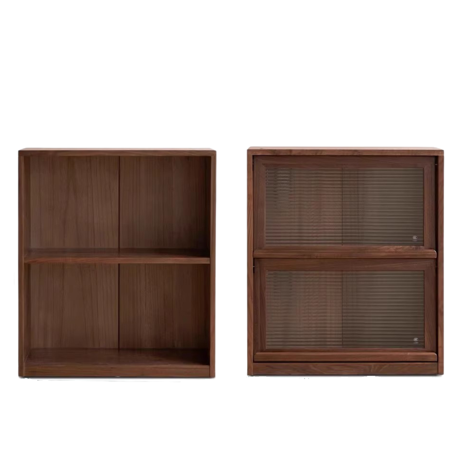 Black Walnut, Rubberwood Solid Wood Low Bookshelf Combination Floor-Standing Cabinet