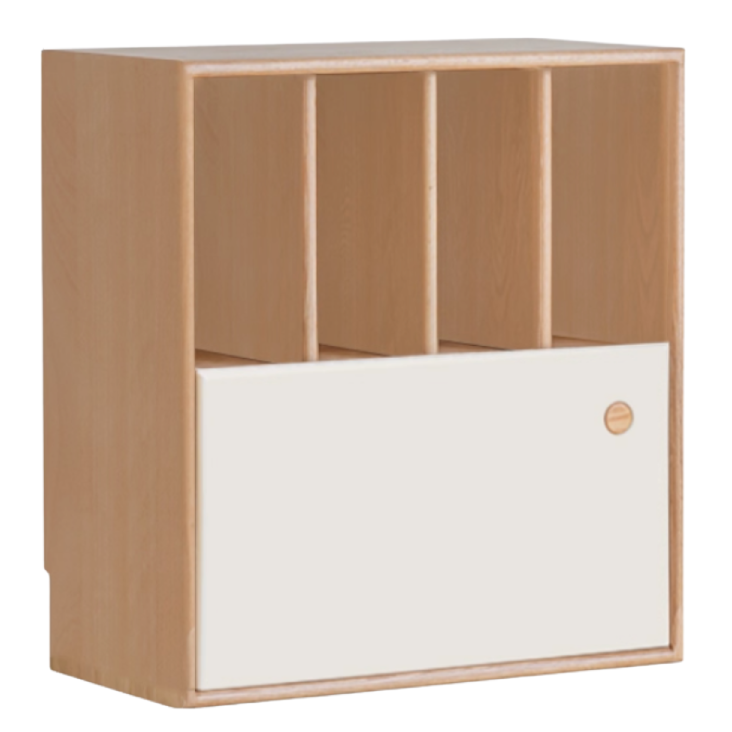 Oak, Beech Solid Wood Cream Style Module Combination Bookcase