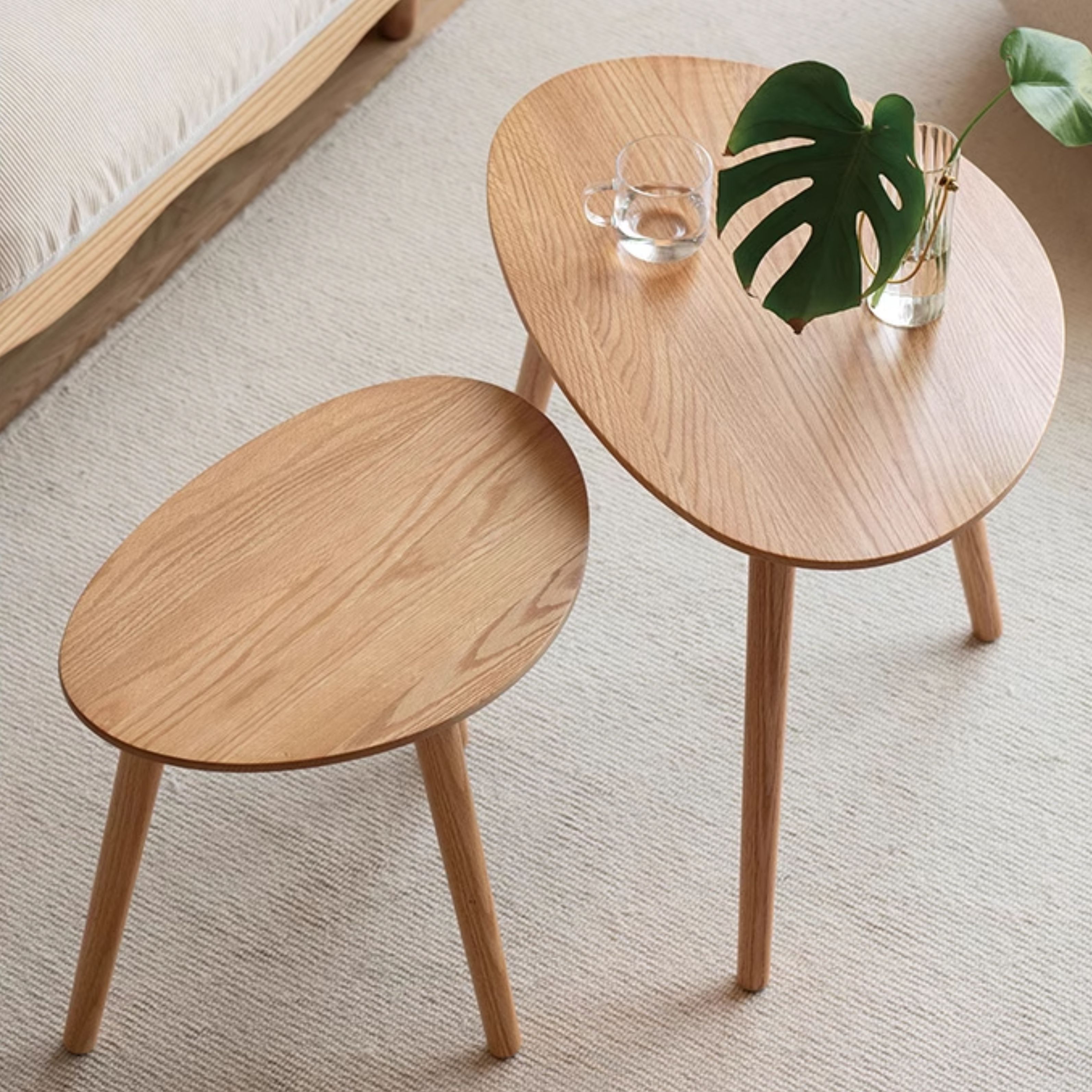 Solid Rubberwood, Oak Solid Wood Small Nordic Side Table
