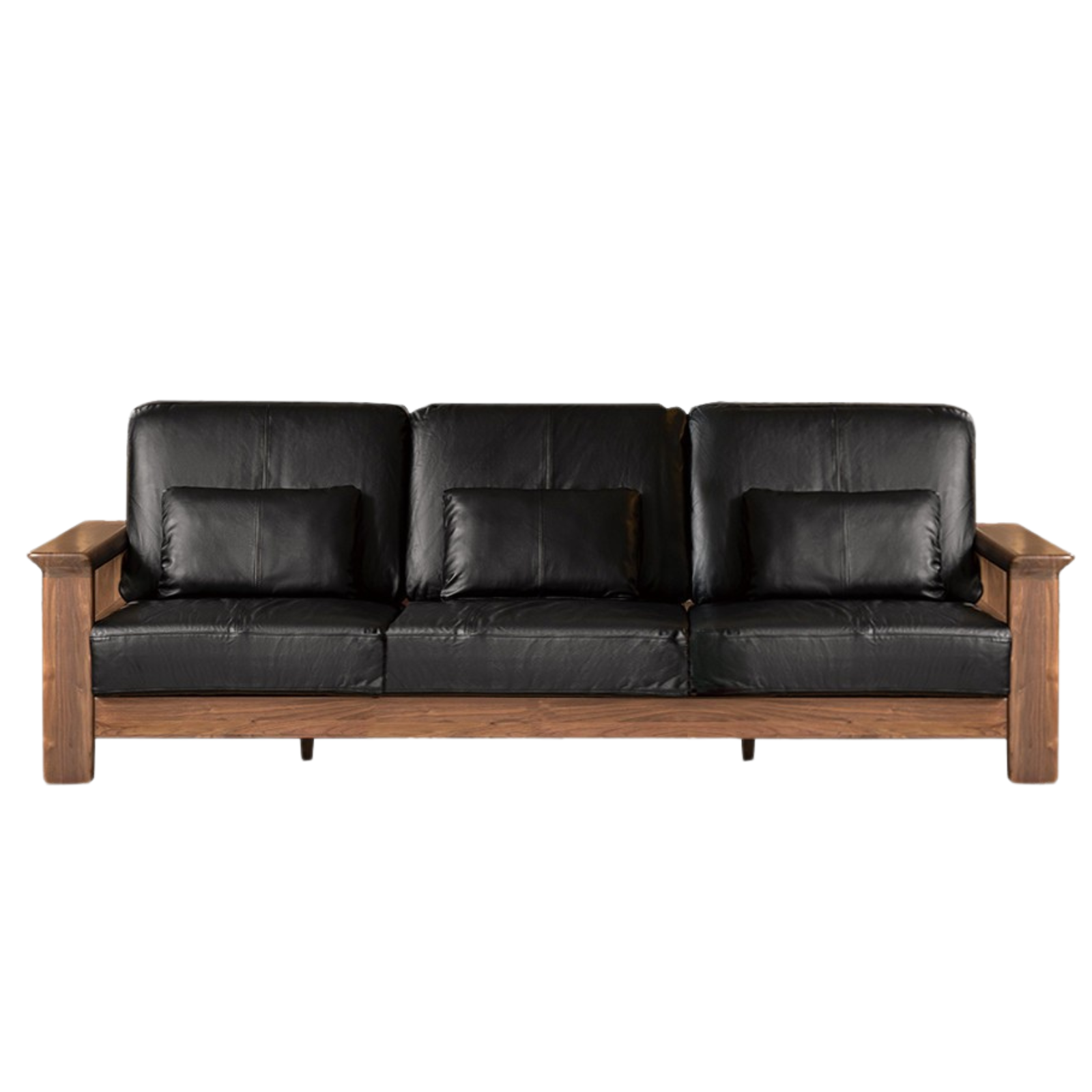 Black Walnut Solid Wood Modern Straight Sofa.