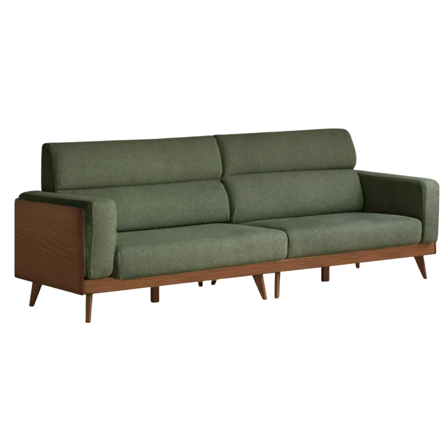 Black Walnut, Ash, Oak Solid Wood Minimalist Log Style Sofa with High Back