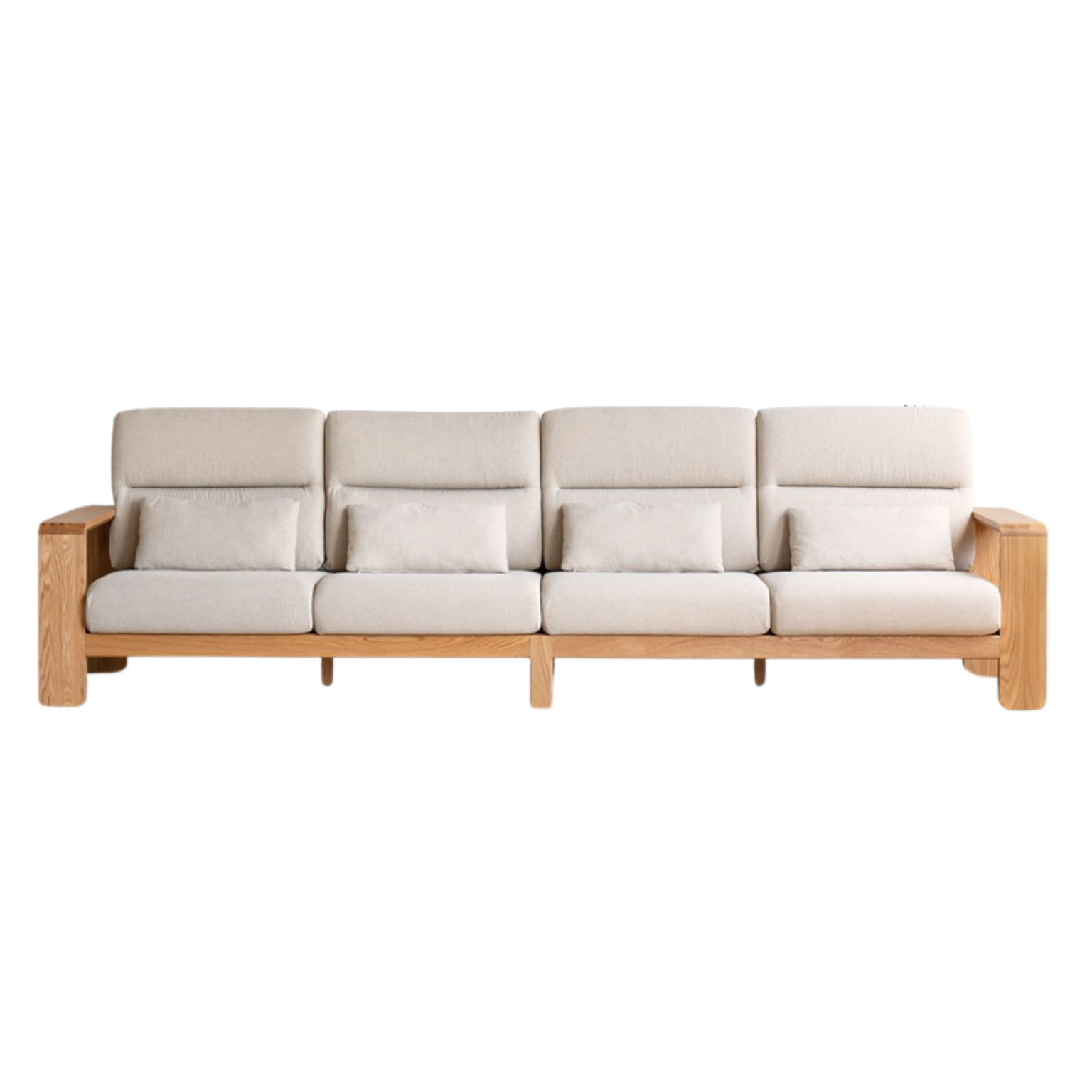 Oak Solid Wood Modern Log Style Corner Fabric Sofa.