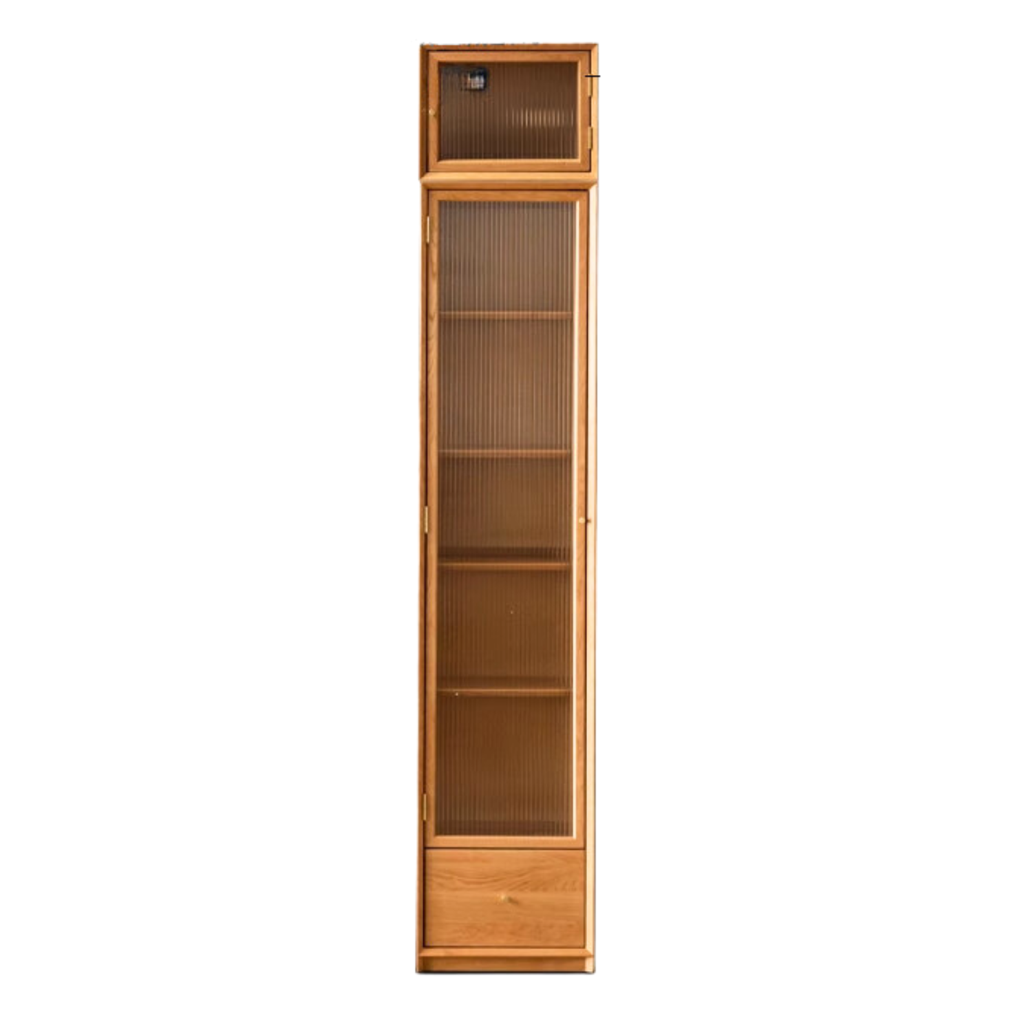 Cherry Wood Combination Bookcase Floor Shelf Glass Door Bookcase