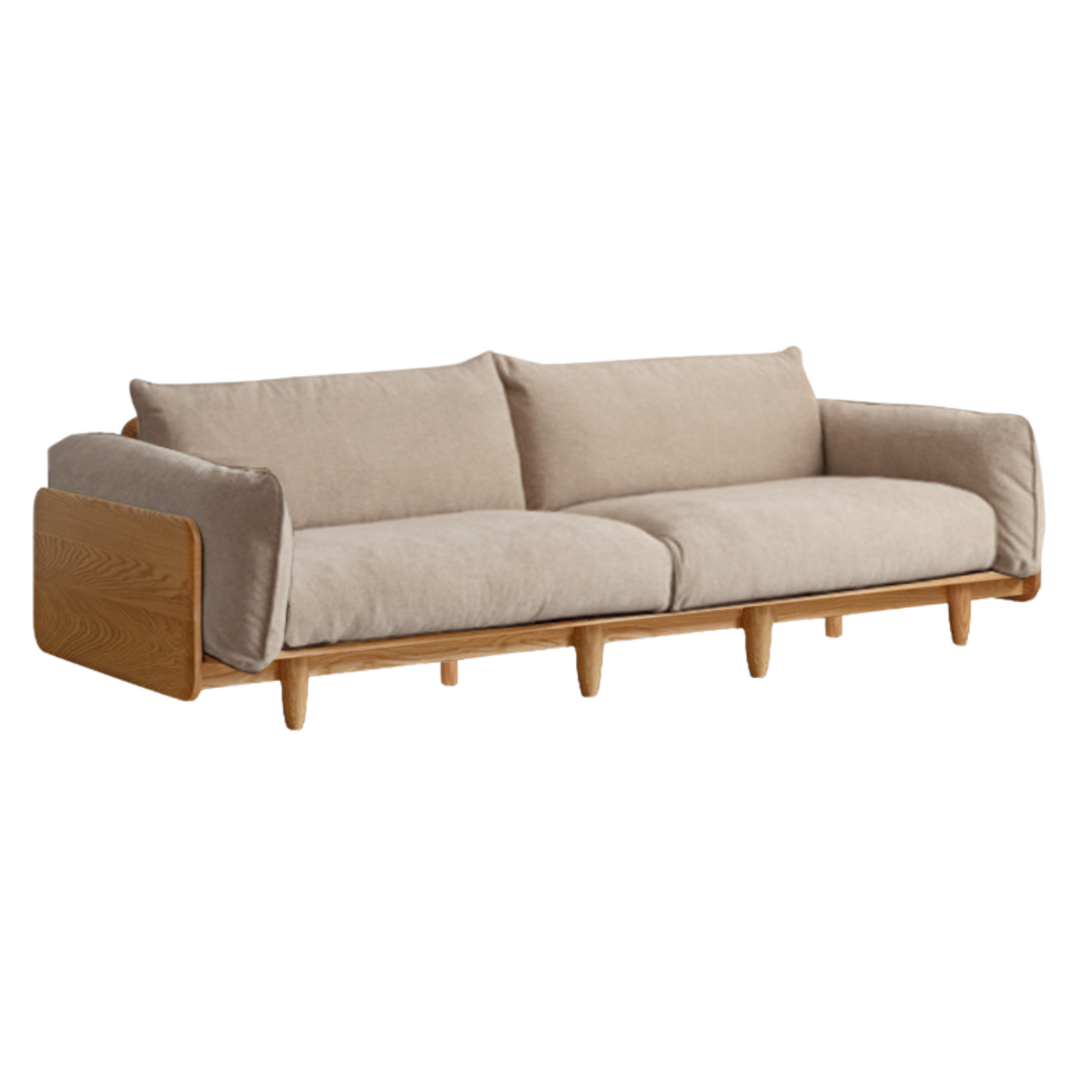 Oak, Ash Solid Wood Sofa Genuine Leather, Fabric.