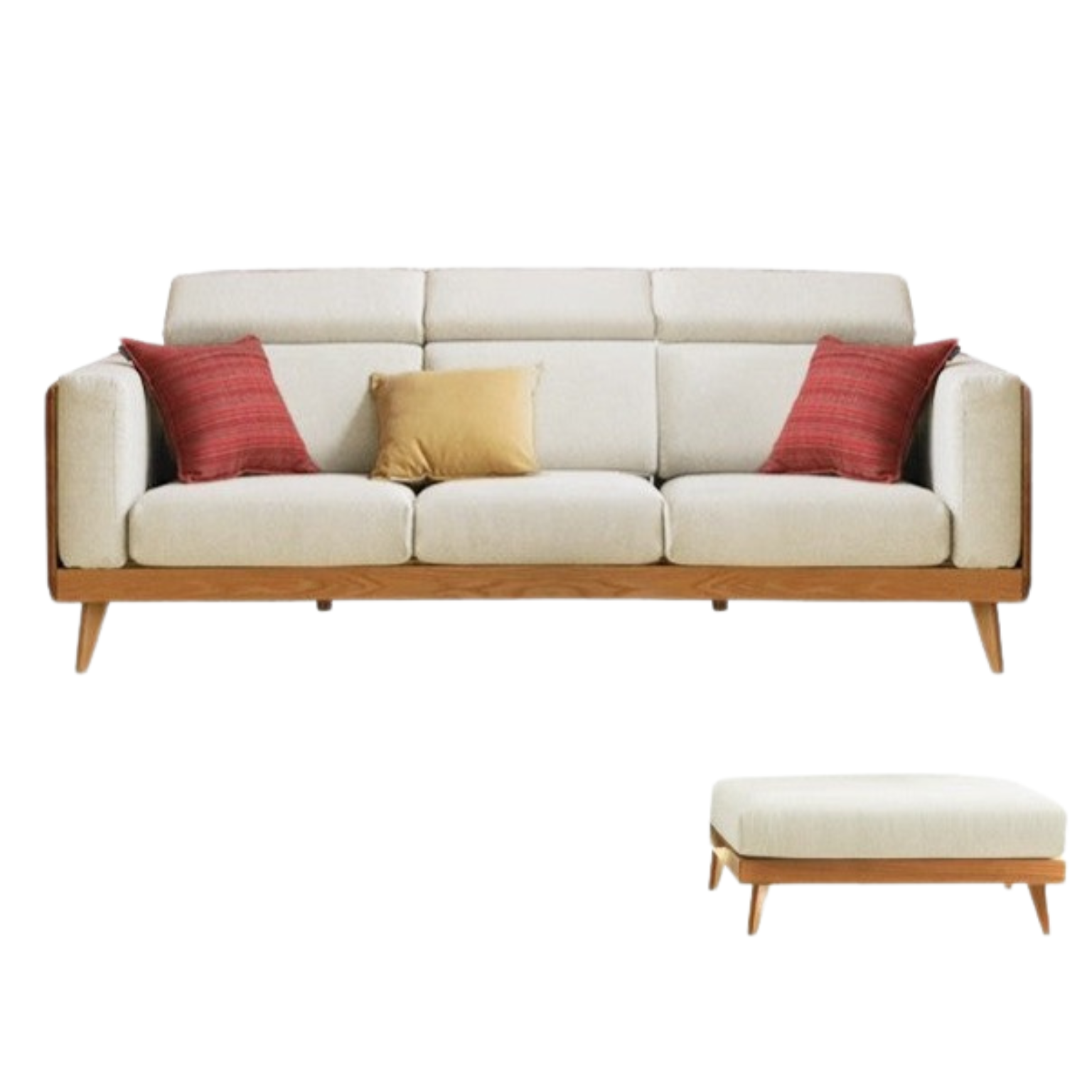 Oak, Ash Solid Wood Modern Fabric Sofa.