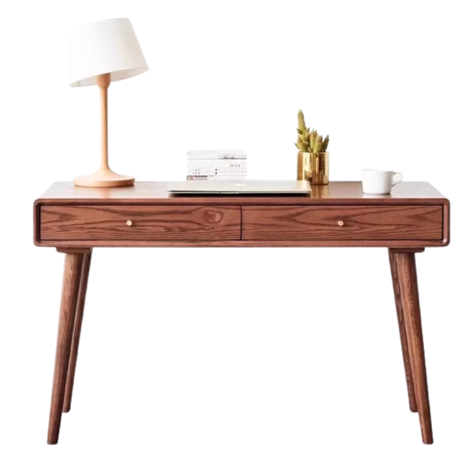 Oak Solid Wood Bookshelf and Office Desk Combination