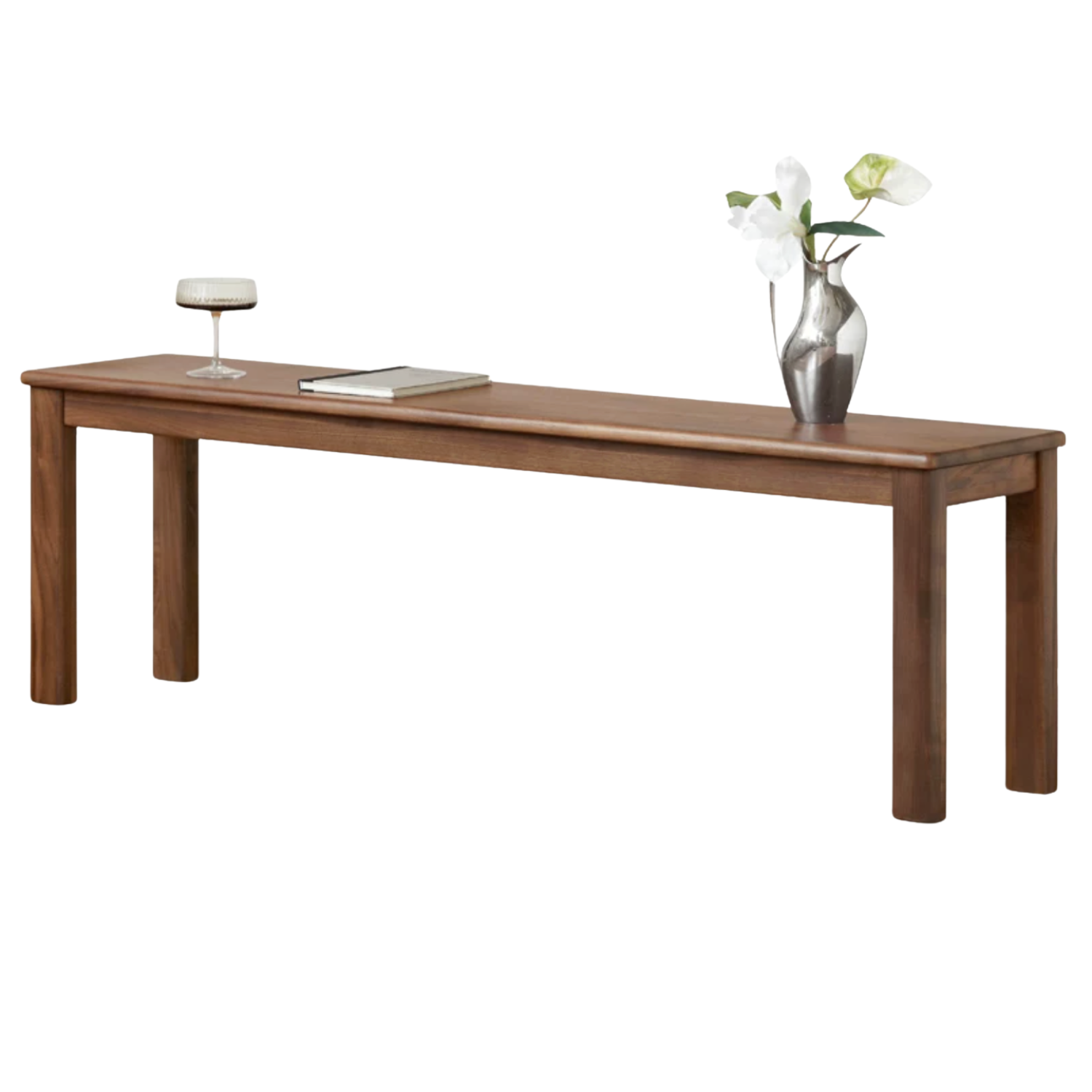 Black Walnut, Oak, Sandalwood, Ash, Solid Rubberwood Nordic Long Bench