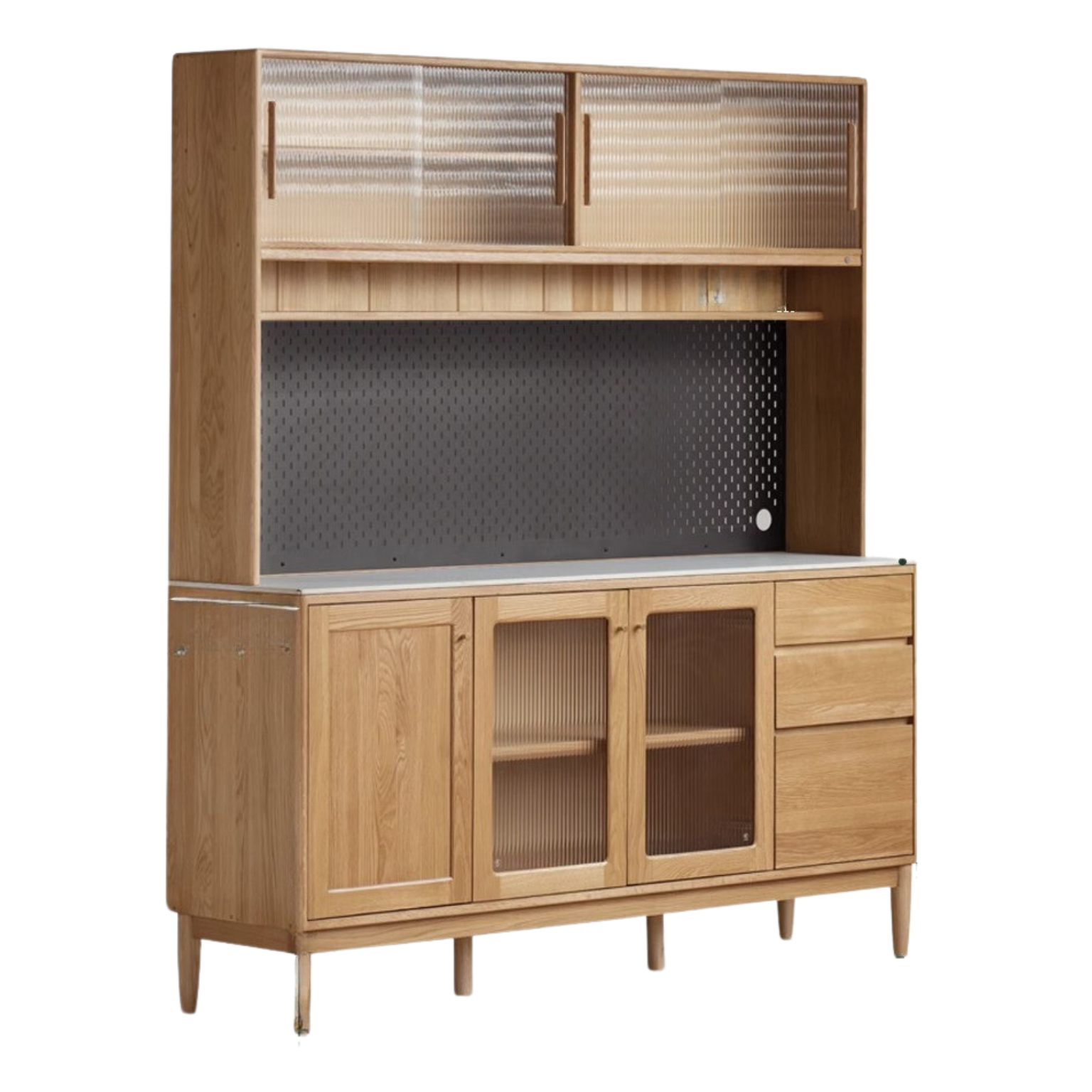 Oak Solid Wood Rock Plate Capacity High Storage Cabinet