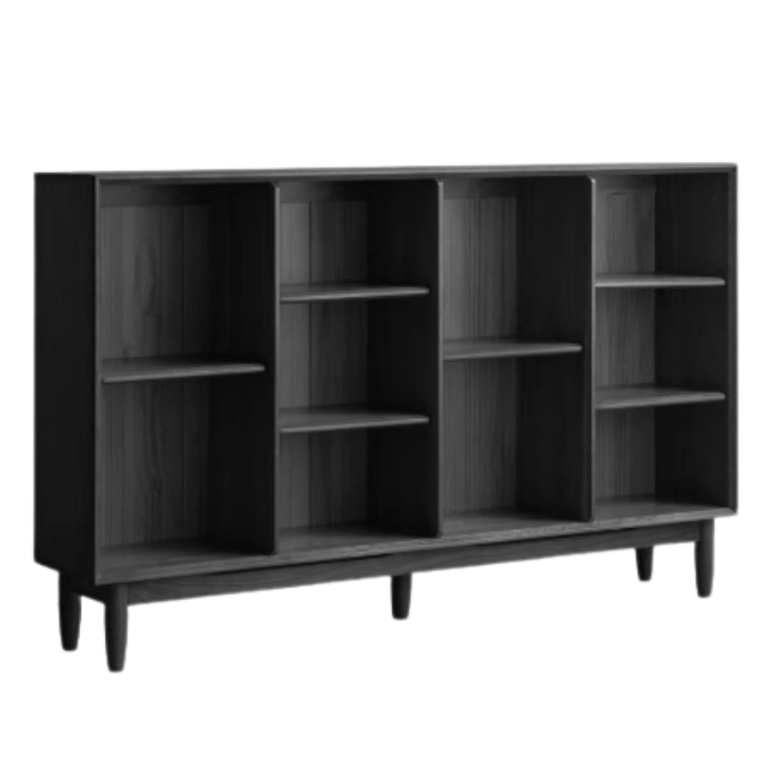 Oak, Ash Solid Wood Black Modern Bookcase