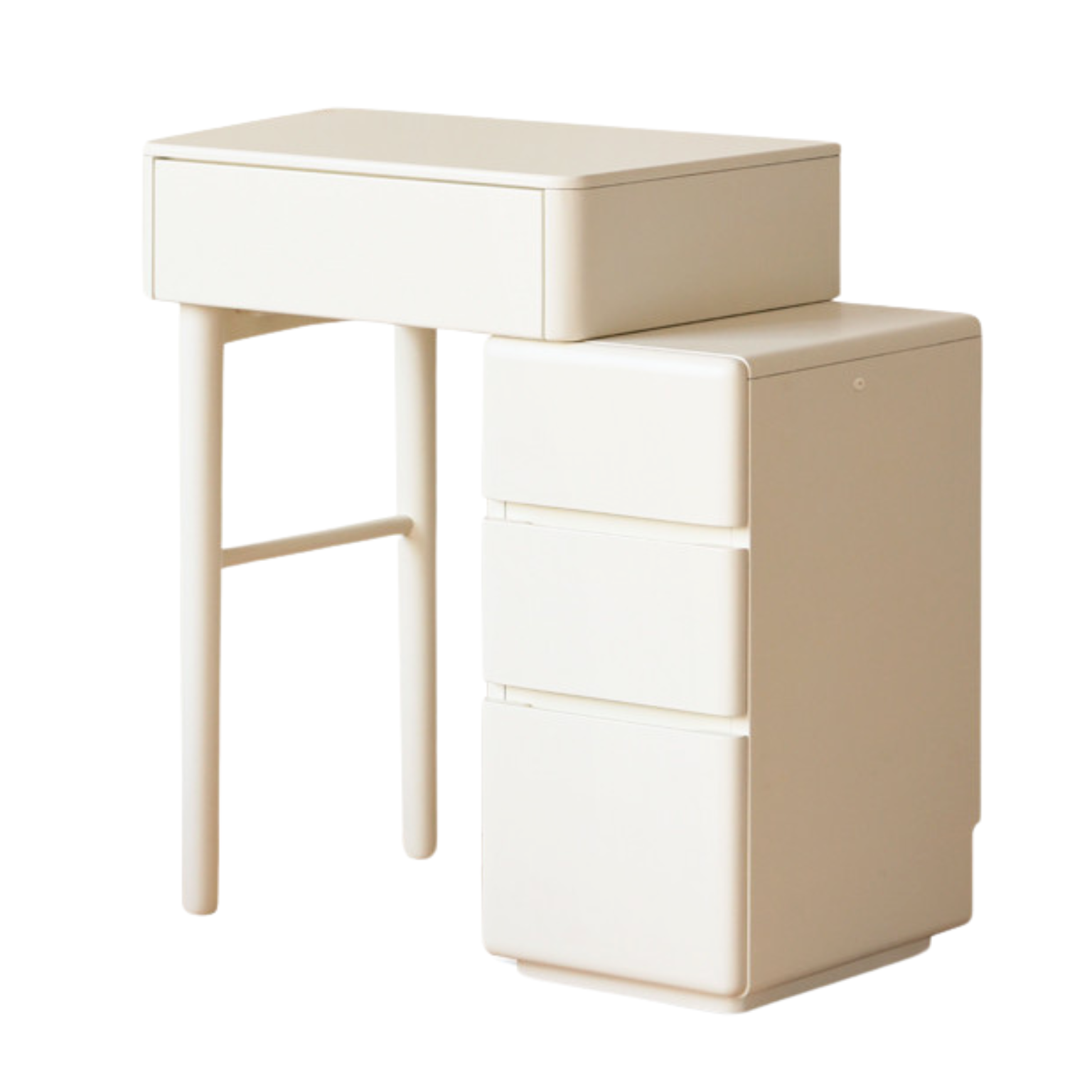 Poplar Solid Wood Telescopic Small Dressing Table Cream Style.