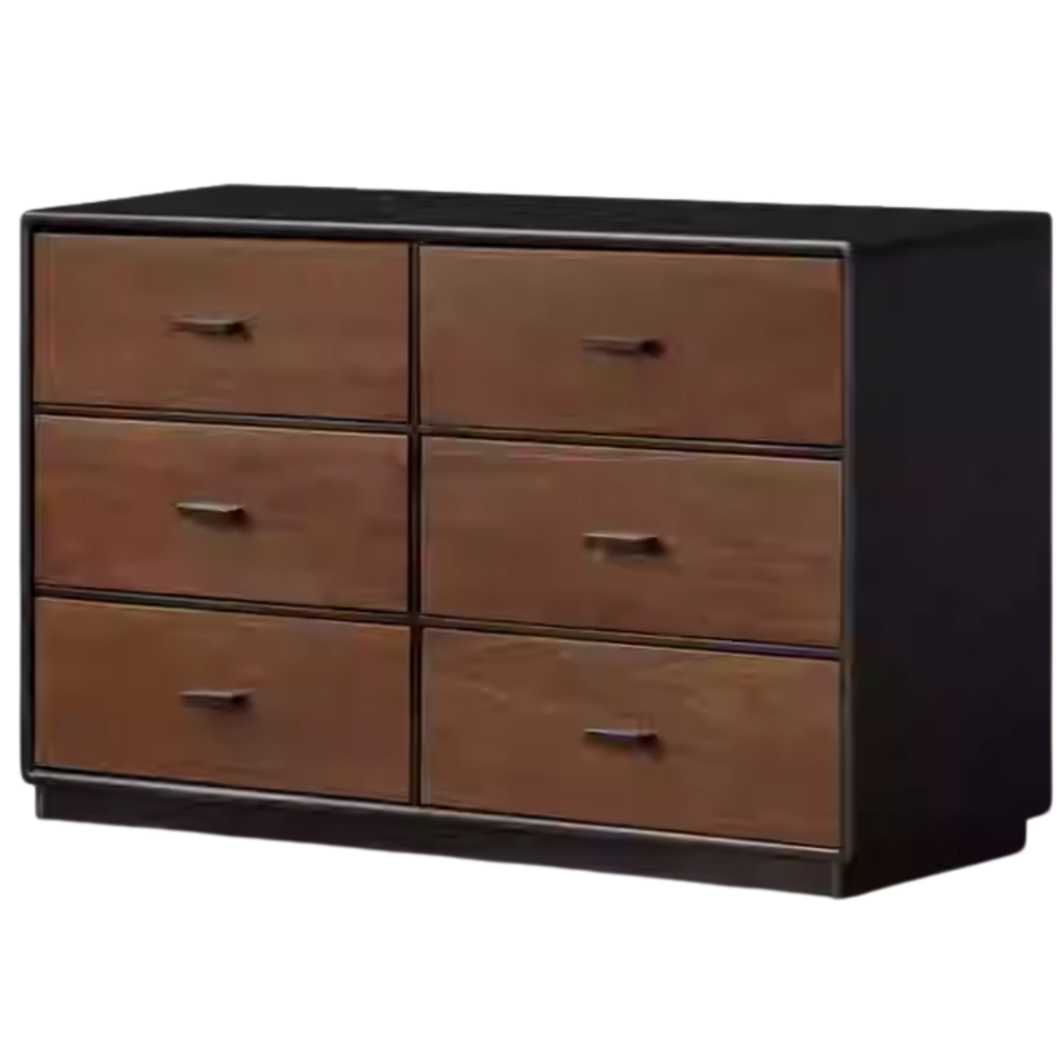 Oak Solid Wood Italian Light Luxury Chest of Drawers.