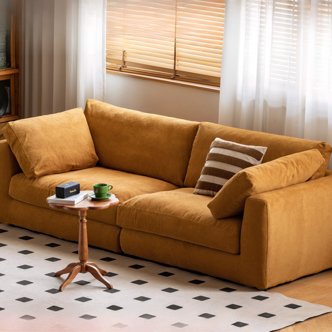 Fabric Corduroy Straight Down Sofa,