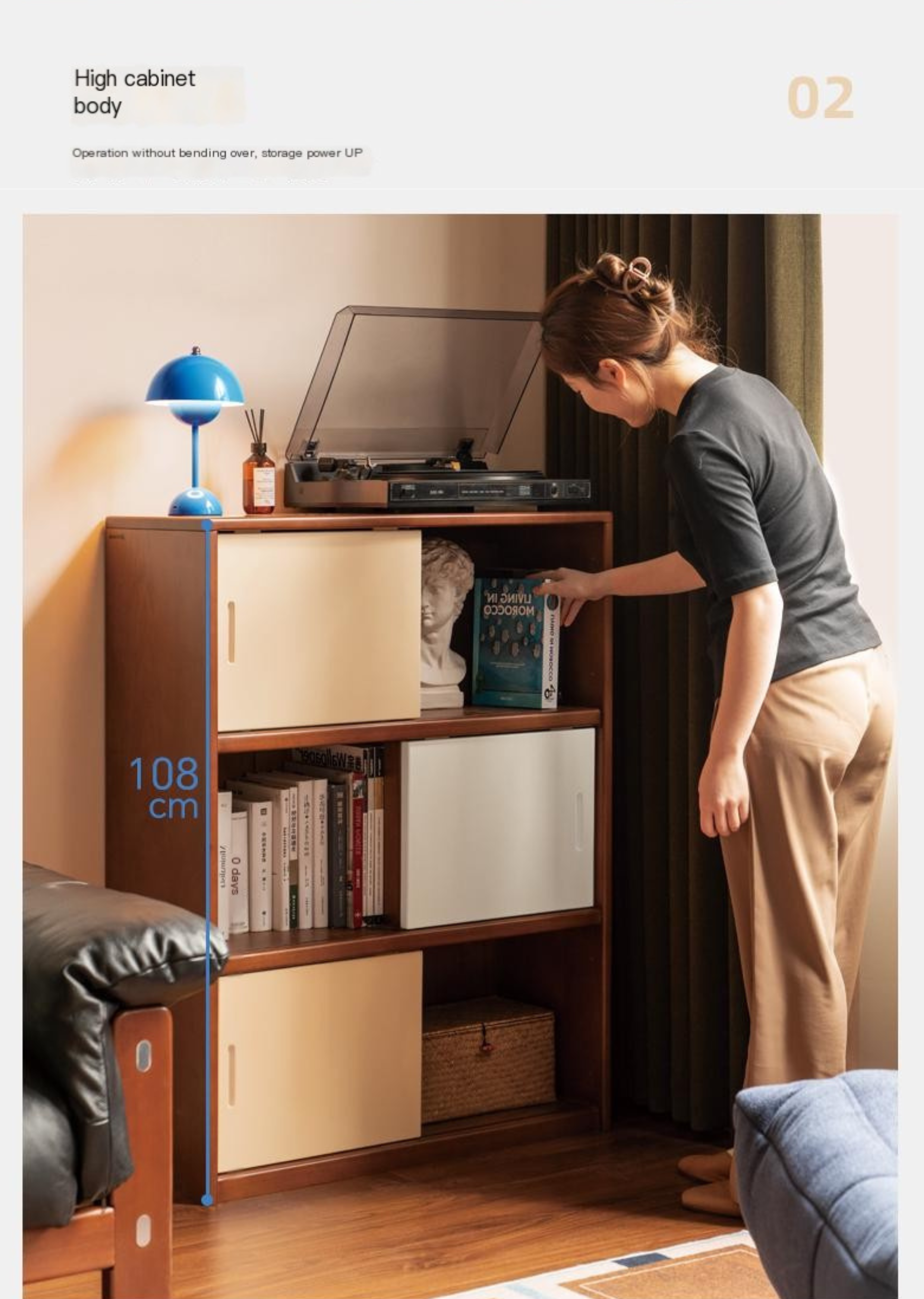 Poplar Solid Wood Bauhaus Side Cabinet.