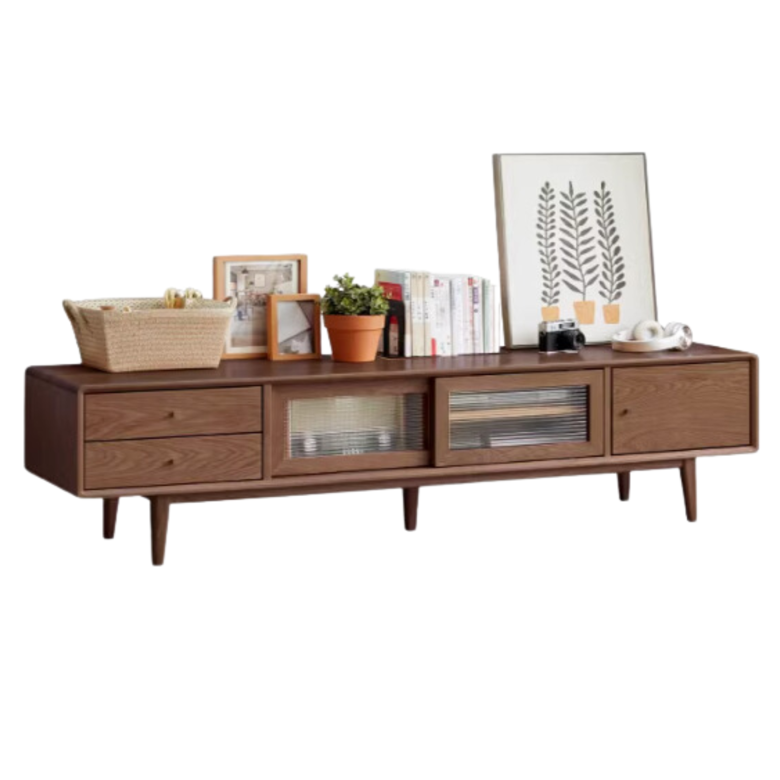 Oak, Ash Solid Wood TV Stand Sliding Door