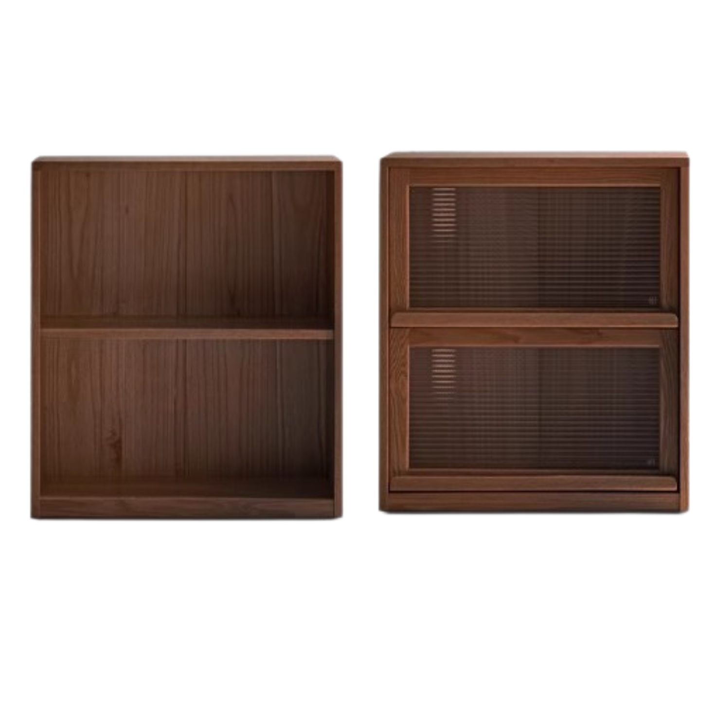 Black Walnut, Oak Solid Wood Low Bookcase, Modern Modular Storage Shelf Cabinet