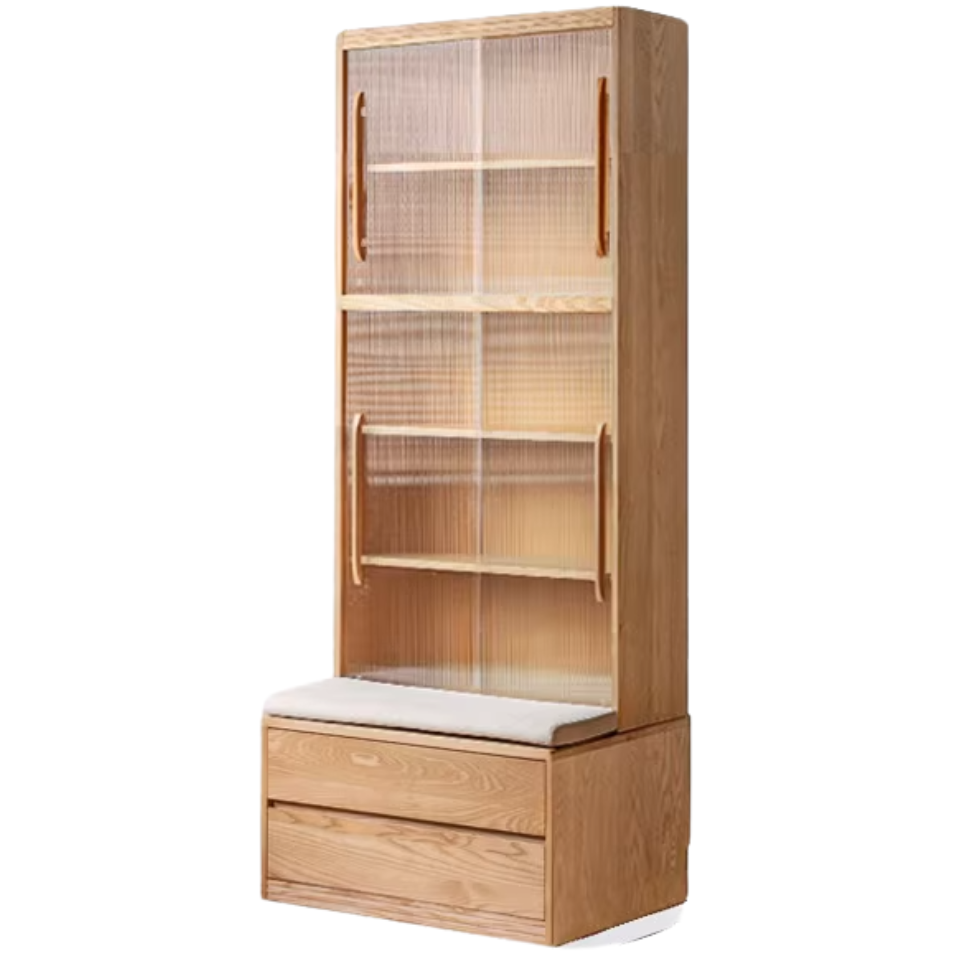 Ash, Oak Solid Wood Modern Combination Bookcase Integrated Card Seat