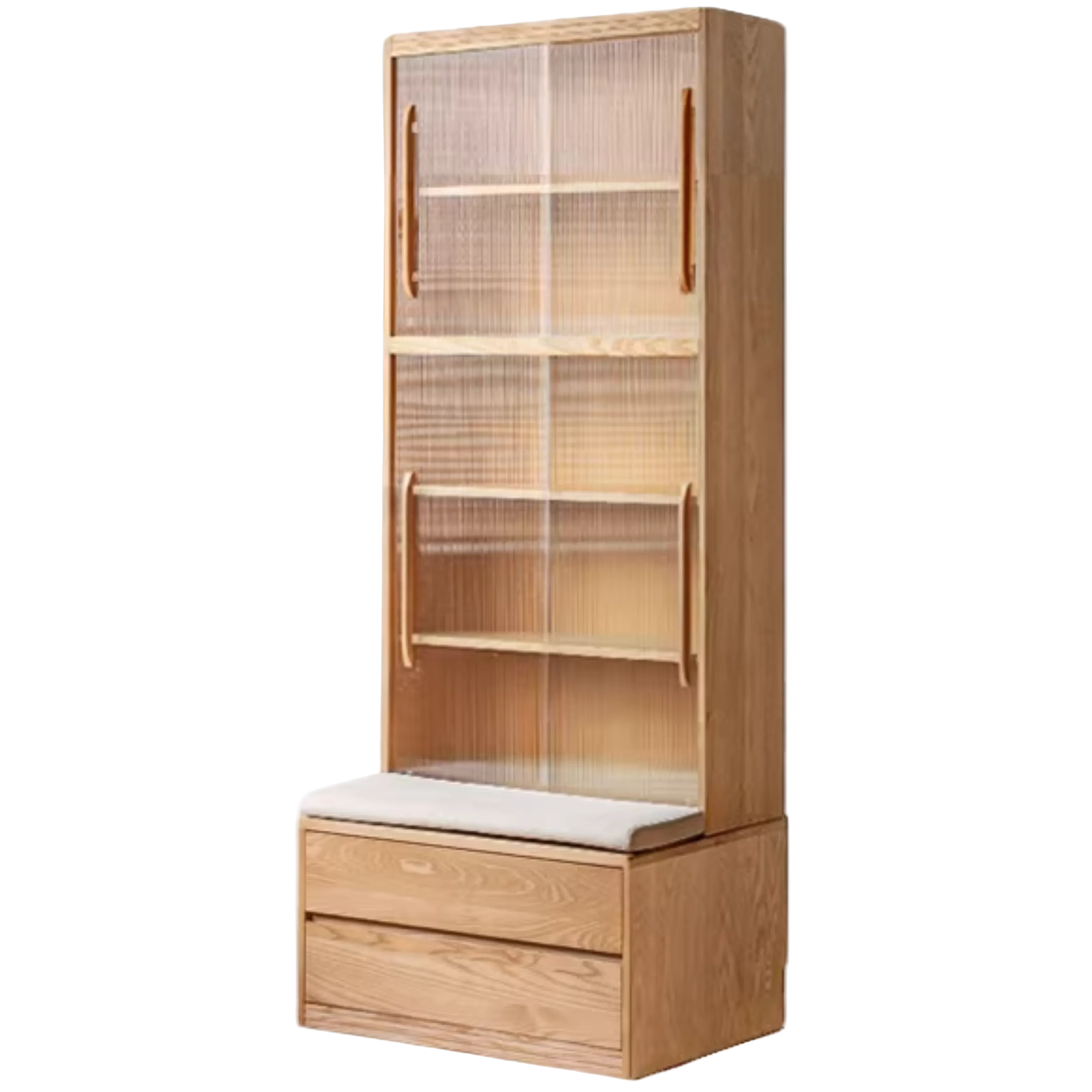Ash, Oak Solid Wood Modern Combination Bookcase Integrated Card Seat