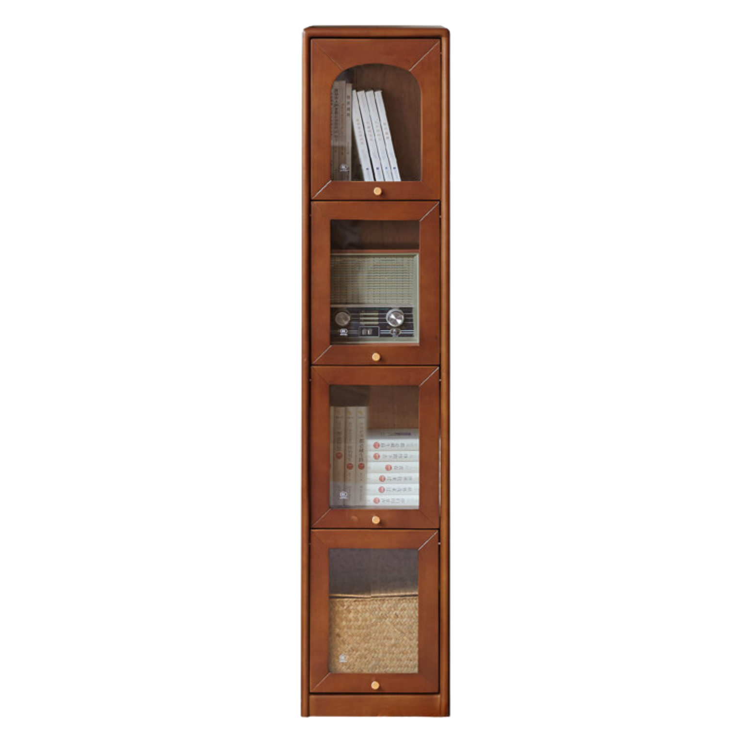 Poplar Solid Wood French Retro Glass Flip Door Bookcase