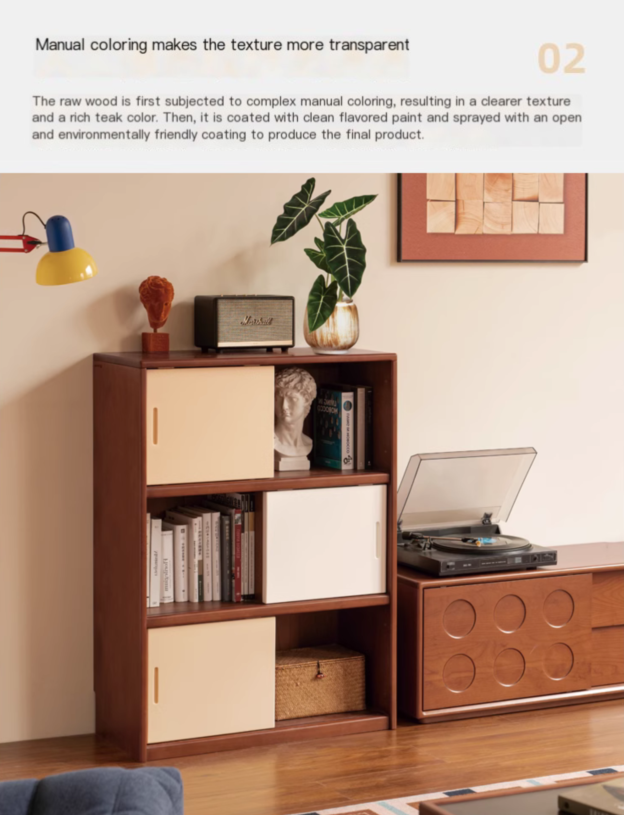 Poplar Solid Wood Bauhaus Side Cabinet.