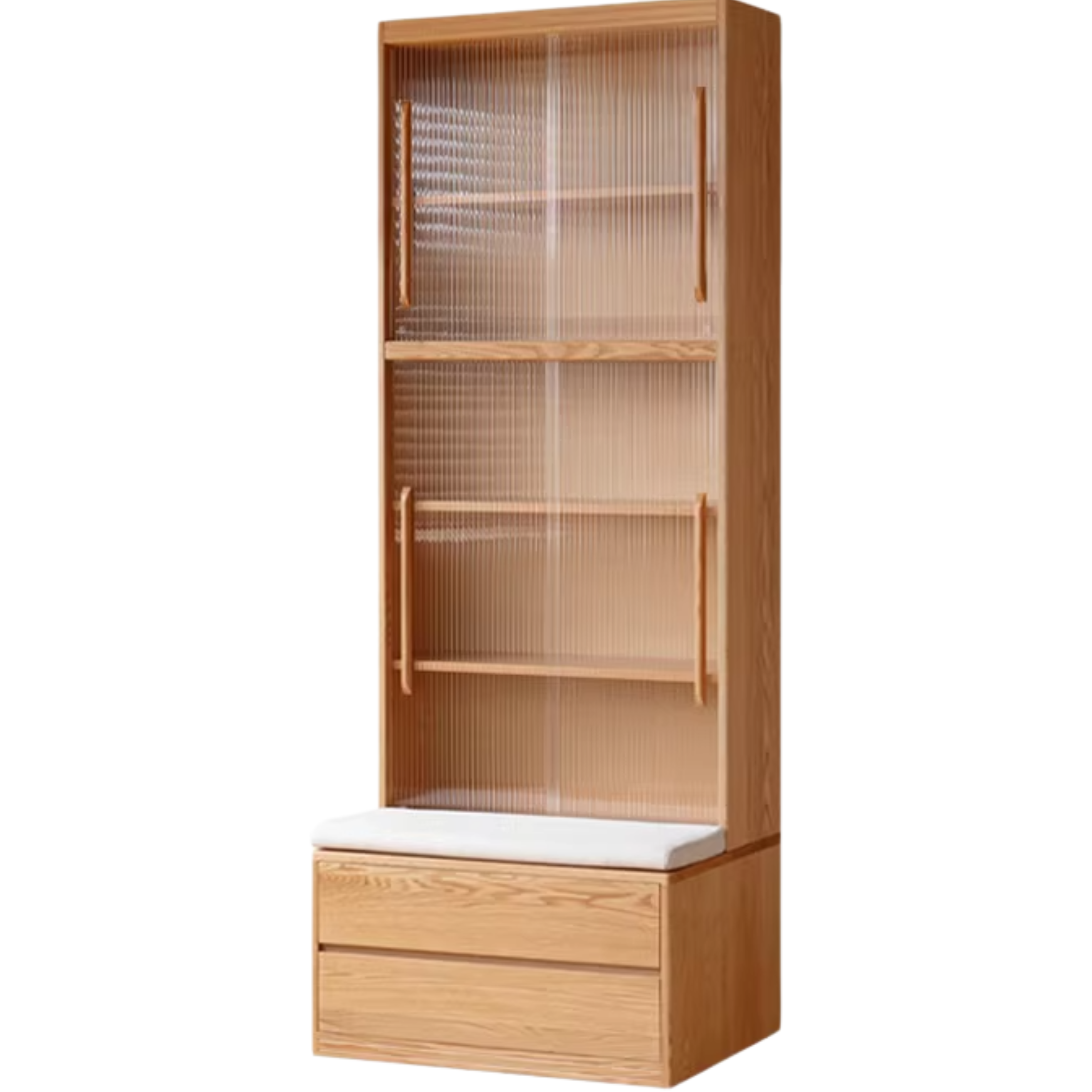 Ash, Oak Solid Wood Modern Combination Bookcase Integrated Card Seat