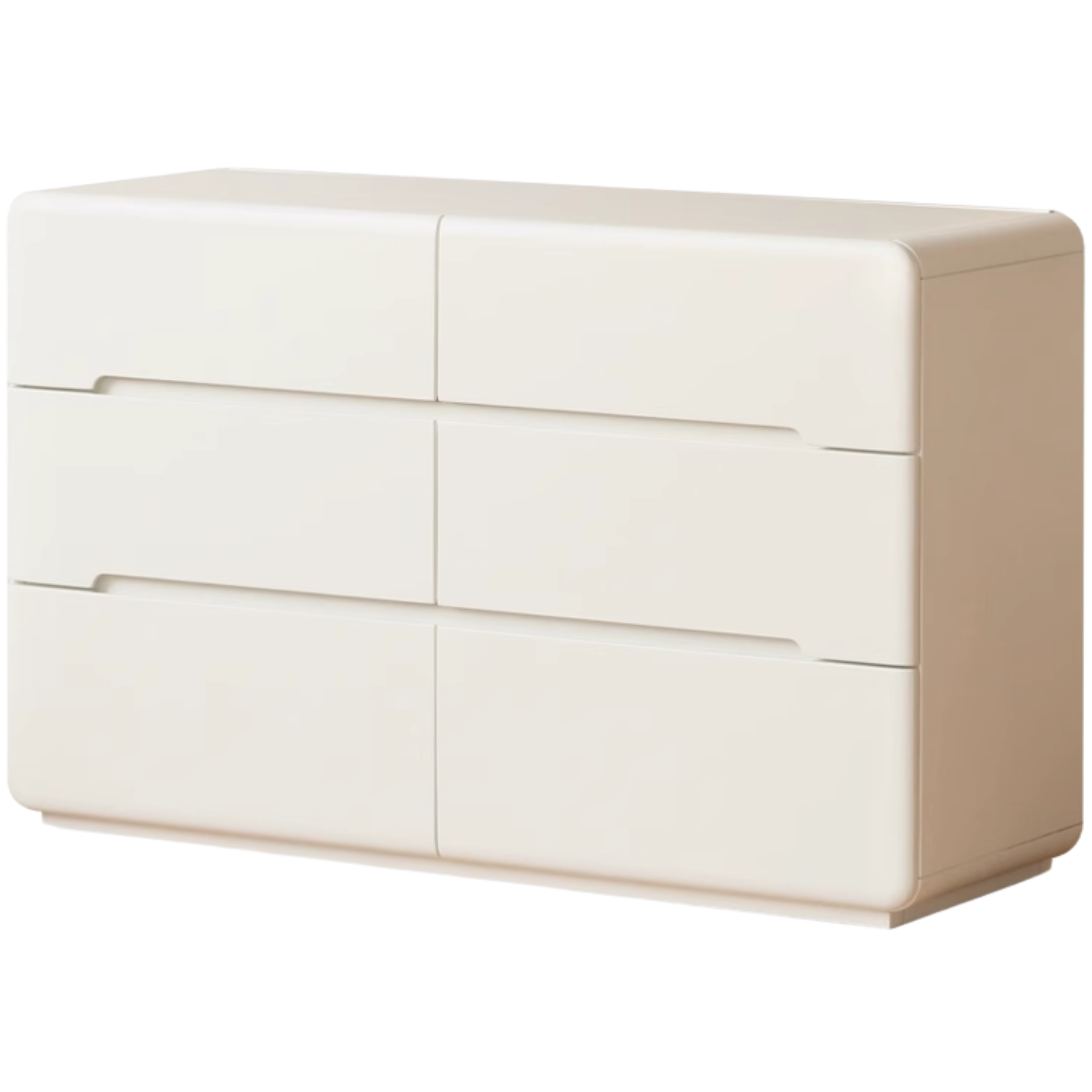 Tulipwood, Solid Rubberwood Storage Cream Drawer Dresser