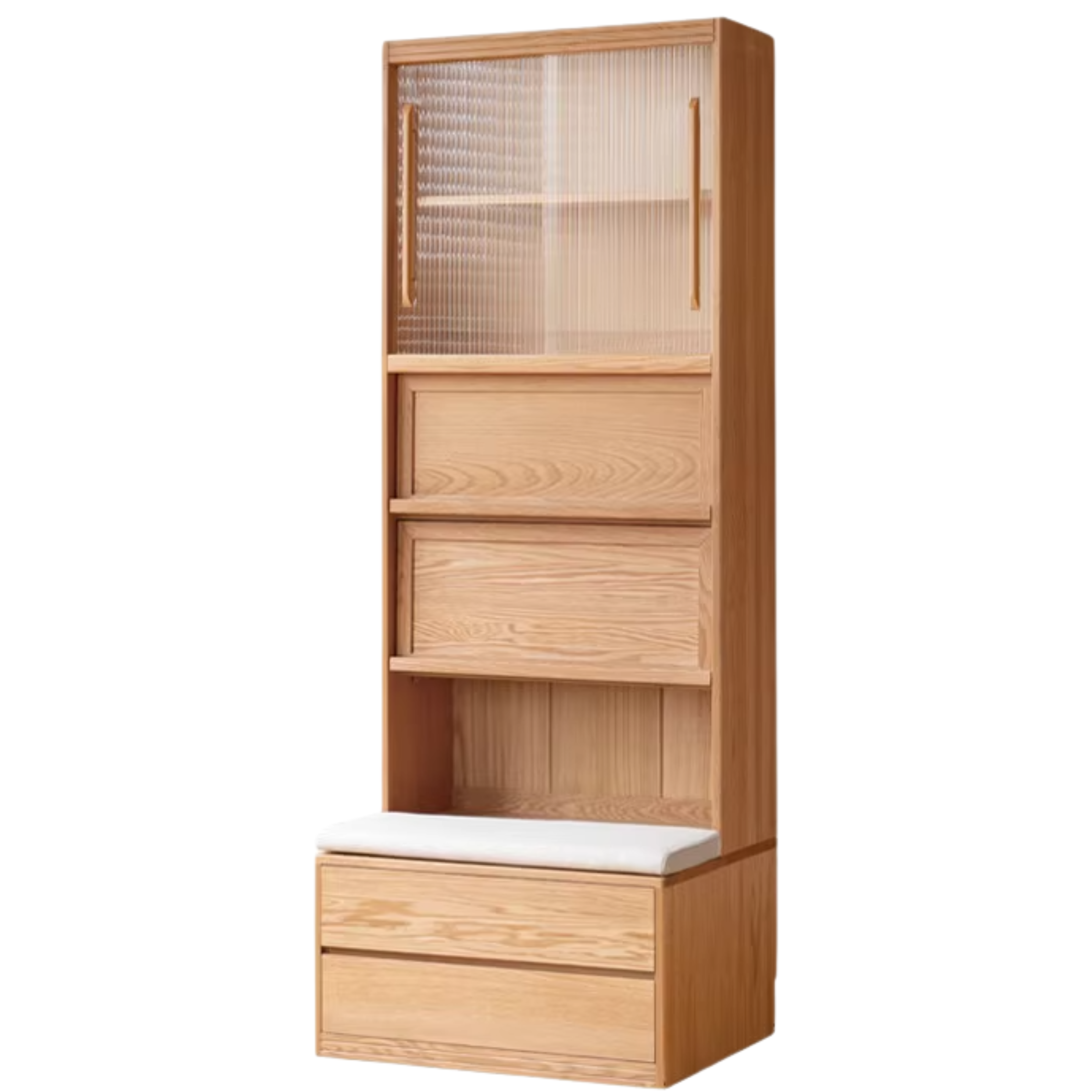 Ash, Oak Solid Wood Modern Combination Bookcase Integrated Card Seat