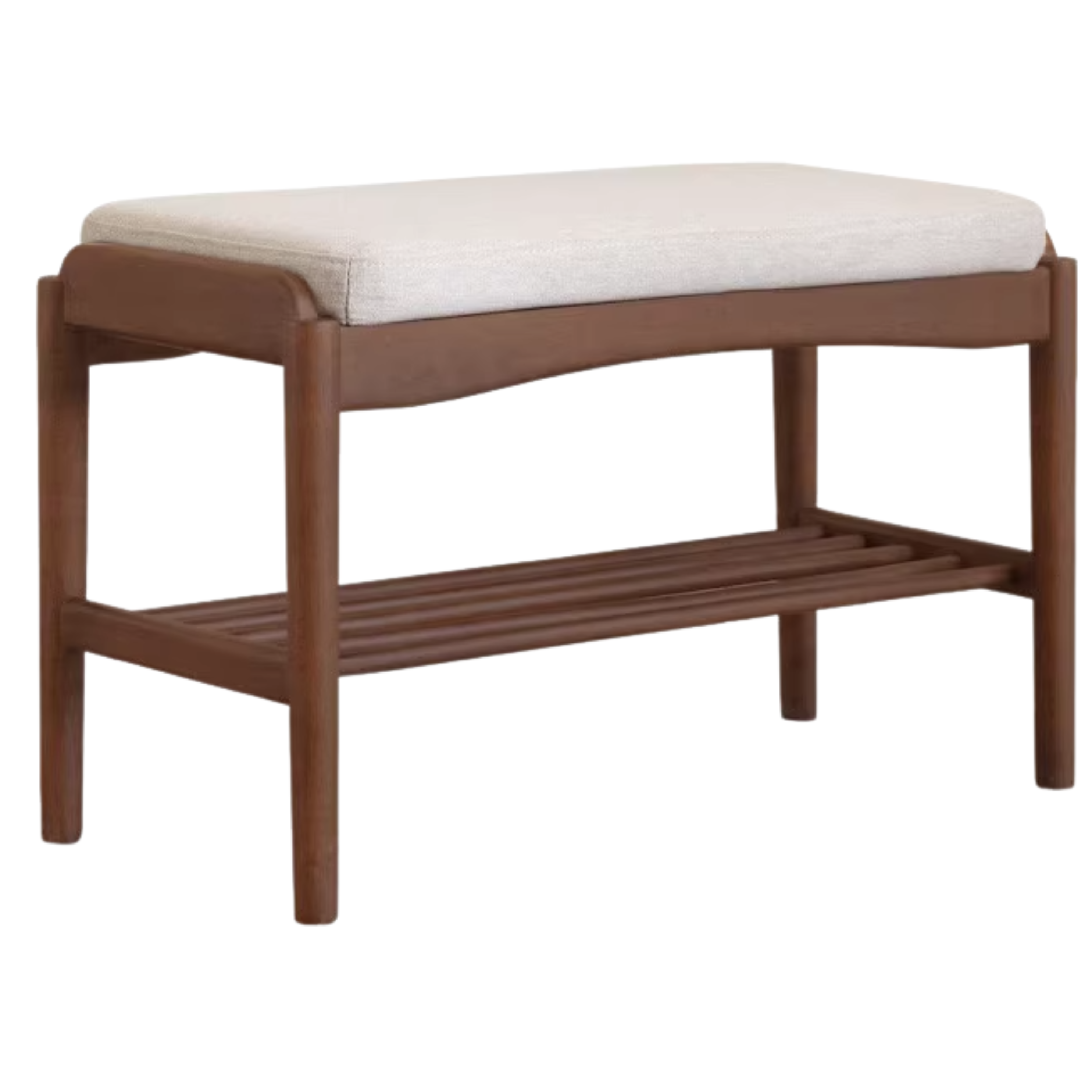 Black Walnut Solid Wood Genuine leather, Fabrics Shoe Changing Stool