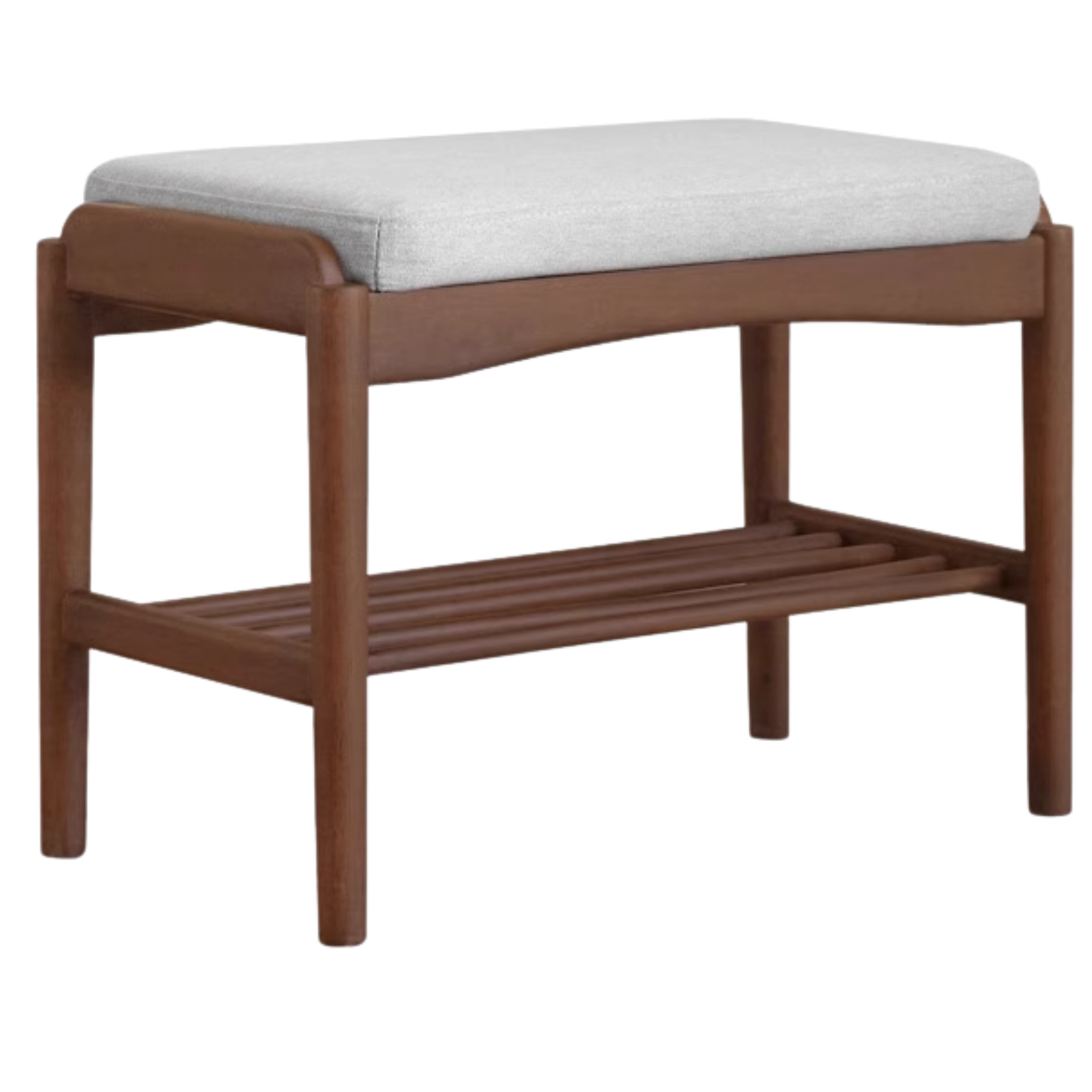 Black Walnut Solid Wood Genuine leather, Fabrics Shoe Changing Stool