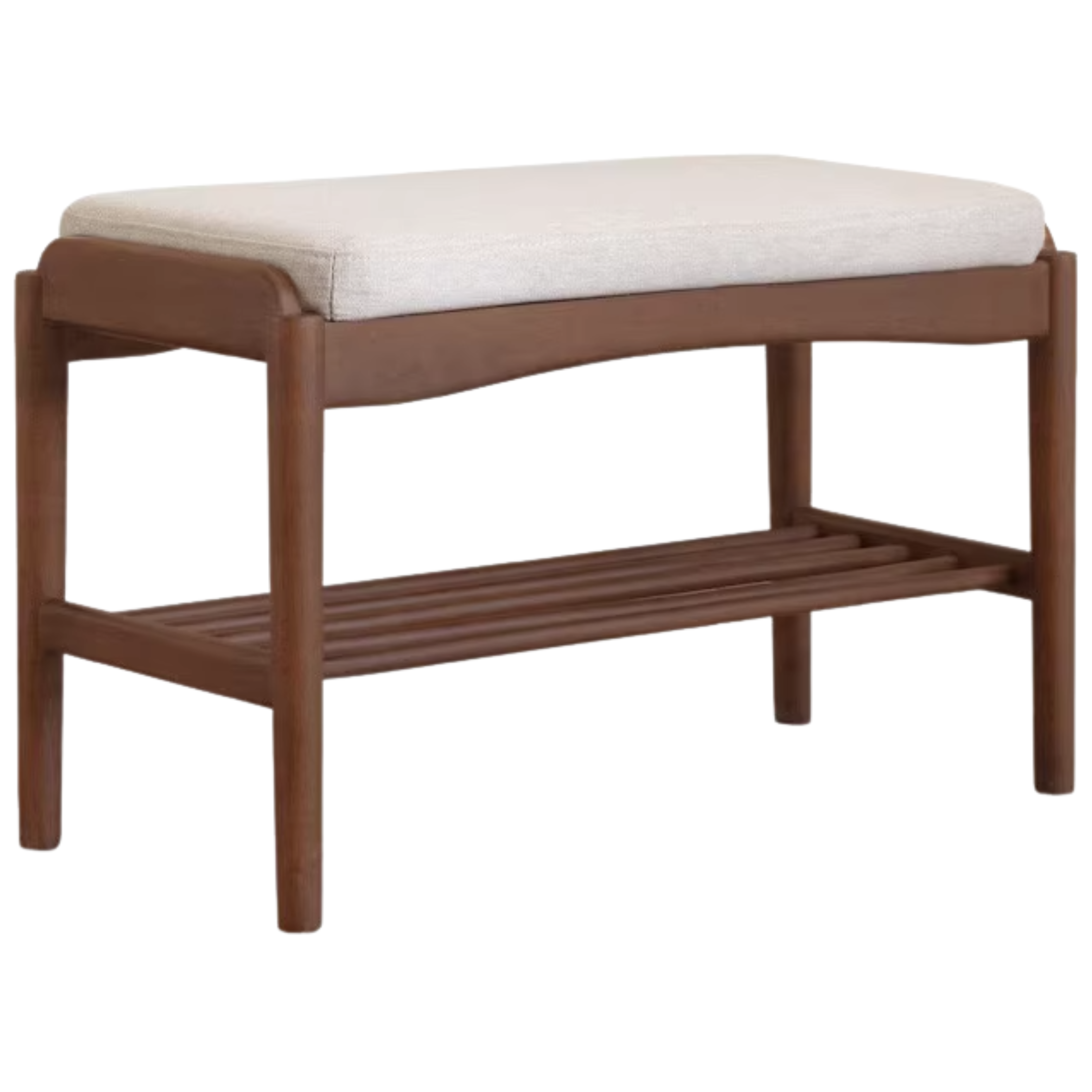 Black Walnut Solid Wood Genuine leather, Fabrics Shoe Changing Stool