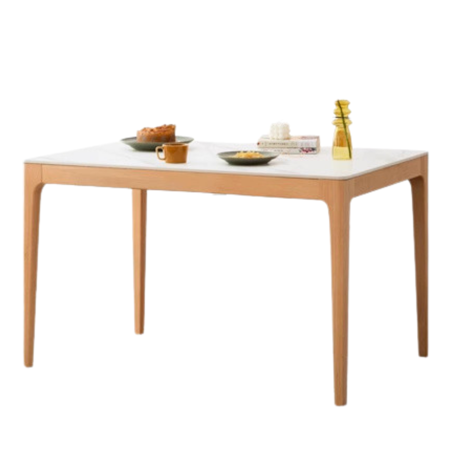 Beech Solid Wood Rectangular Slate Dining Table