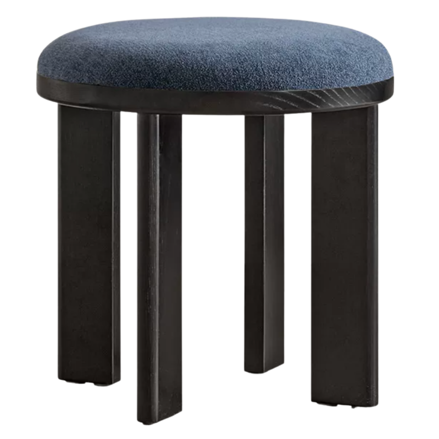 Ash Solid Wood Round Upholstered Stool with Slab Wood Legs