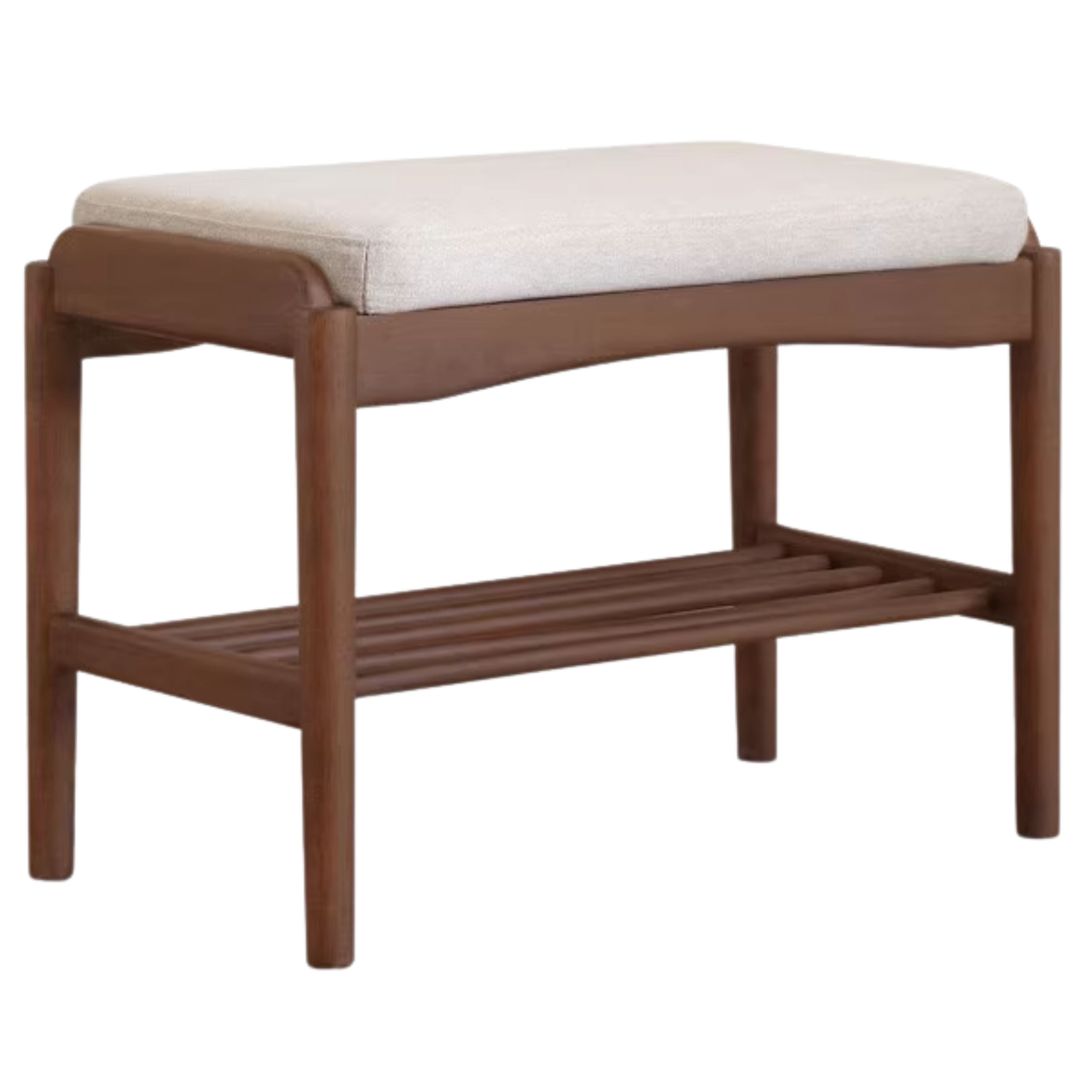 Black Walnut Solid Wood Genuine leather, Fabrics Shoe Changing Stool
