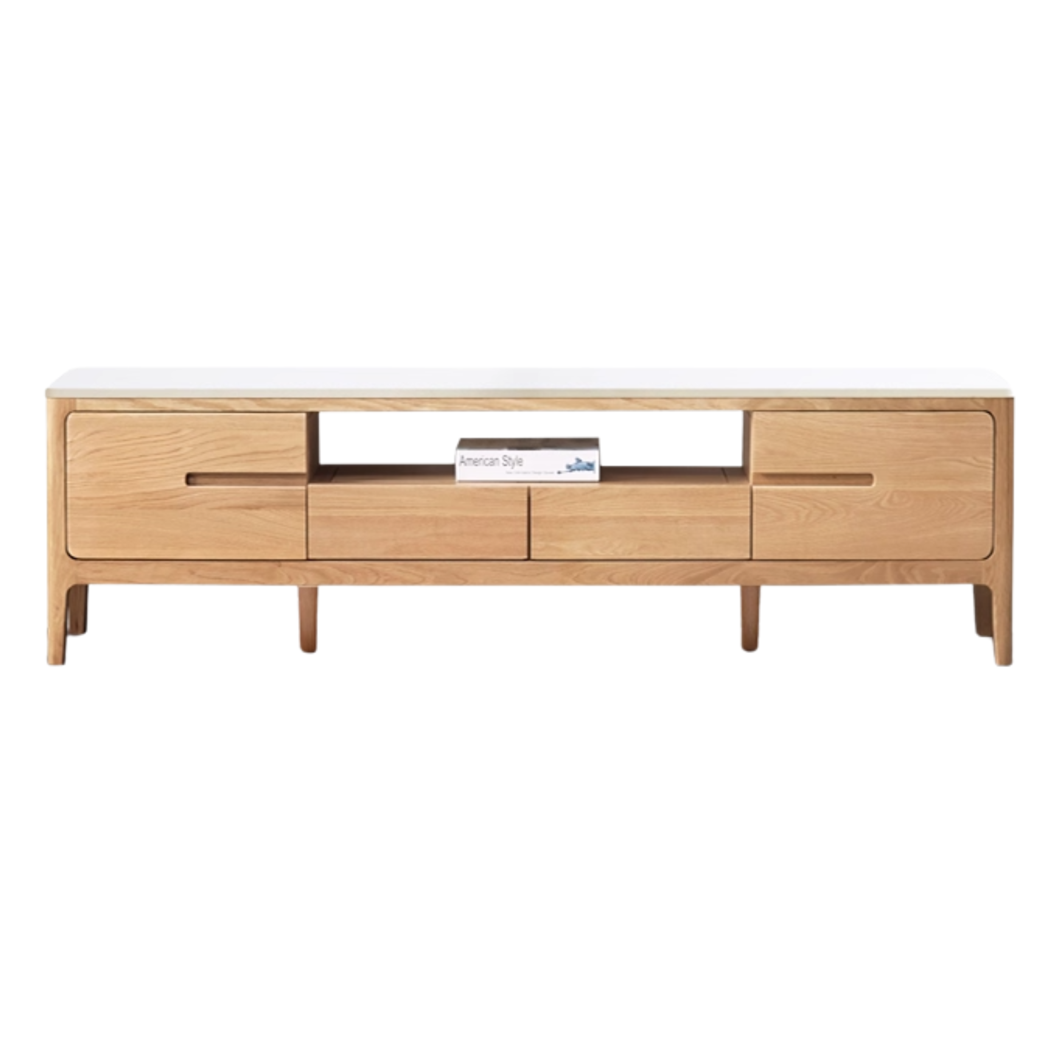 Oak, Solid Rubberwood Modern TV Stand