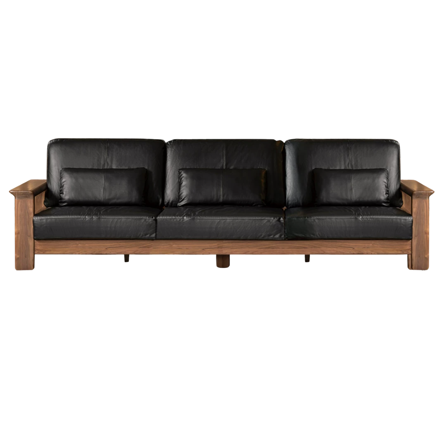Black Walnut Solid Wood, Ash, Sandalwood, Genuine Leather, fabrics Designer Sofa with Deep, Structured Silhouette